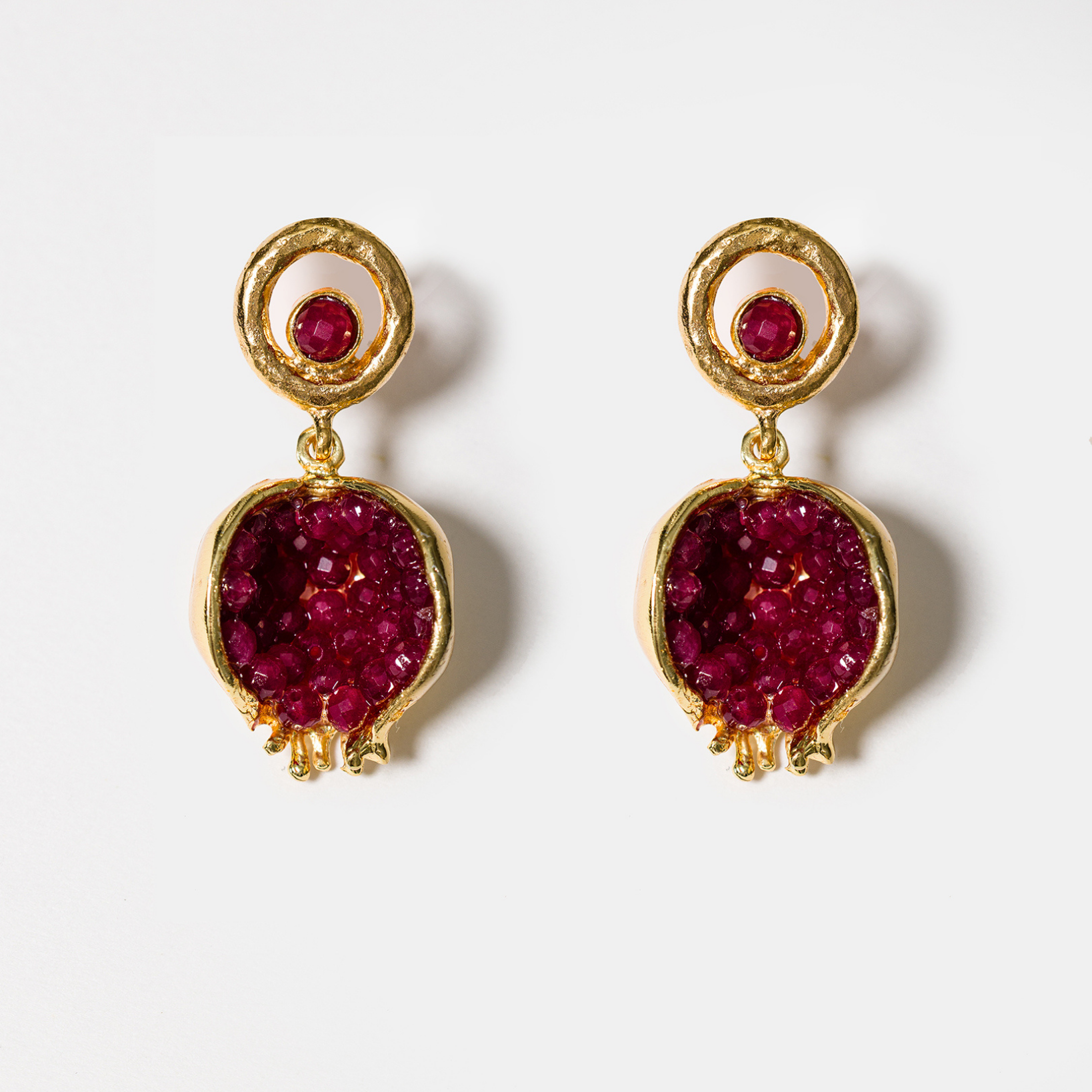 Pomegranate Earrings with Jade Accents