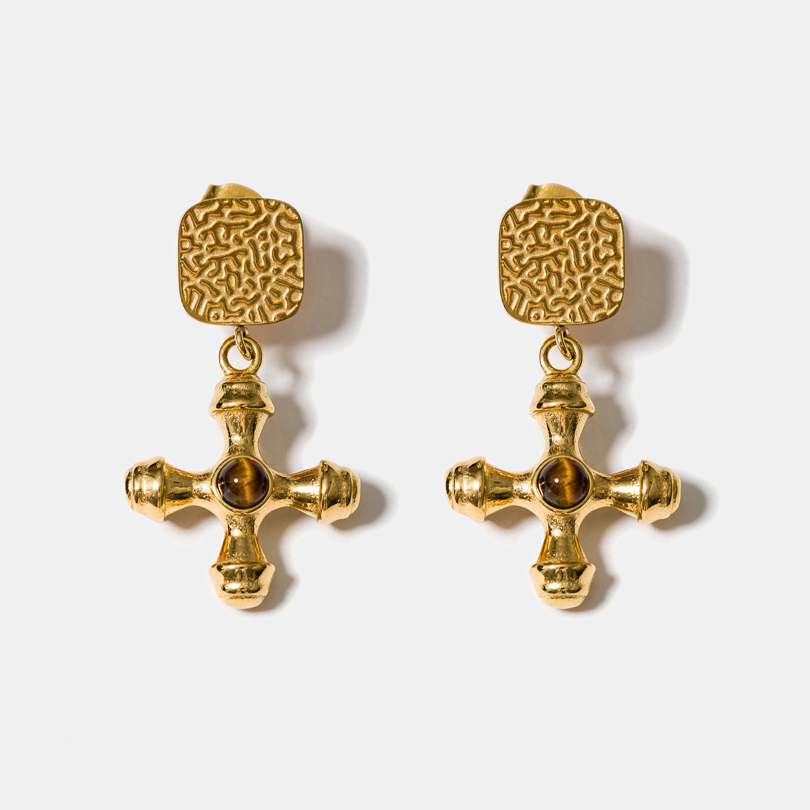 Byzantine Earrings in Tiger Eye