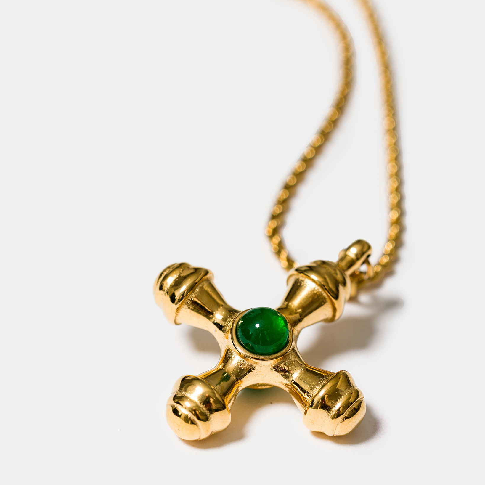 Byzantine Cross Jade Necklace in Gold