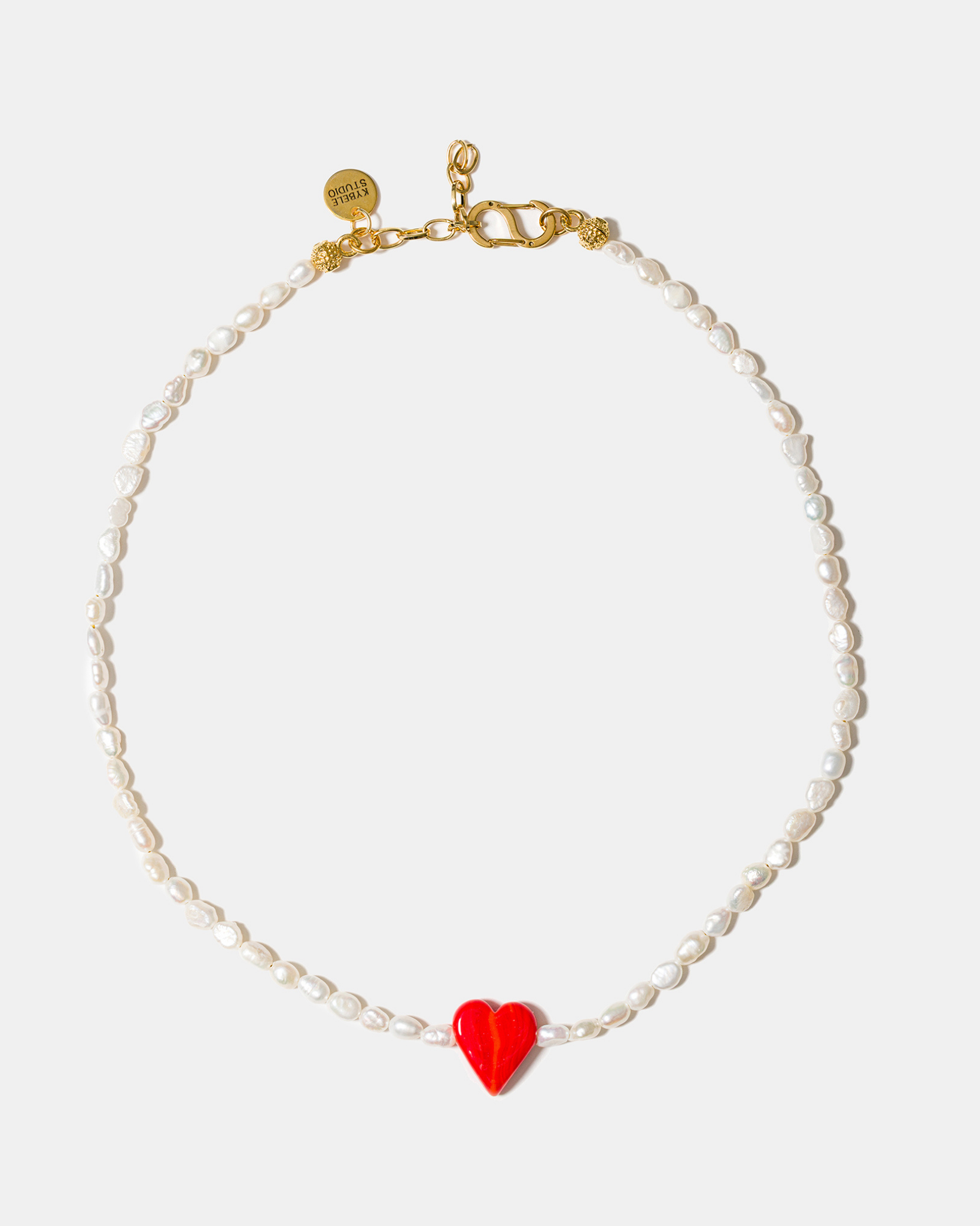 Riviera Crush Necklace with Glass Heart & Genuine Pearls