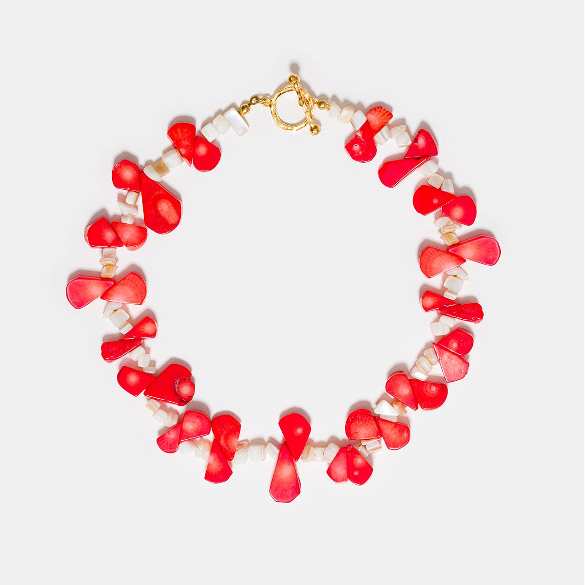 Puglia Glow Choker with Coral & Mother of Pearl