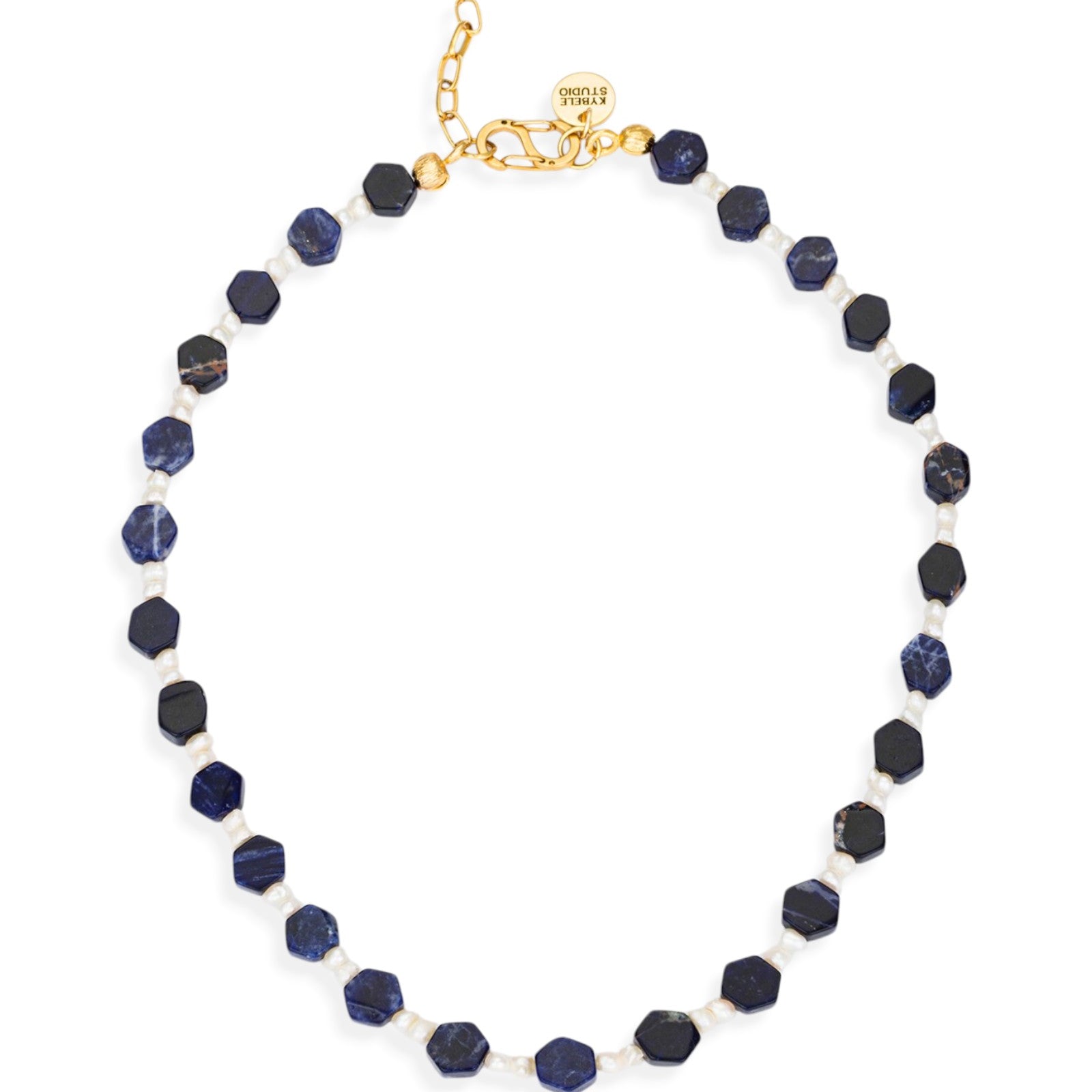 Midnight Glow Necklace with Iolite and Pearls