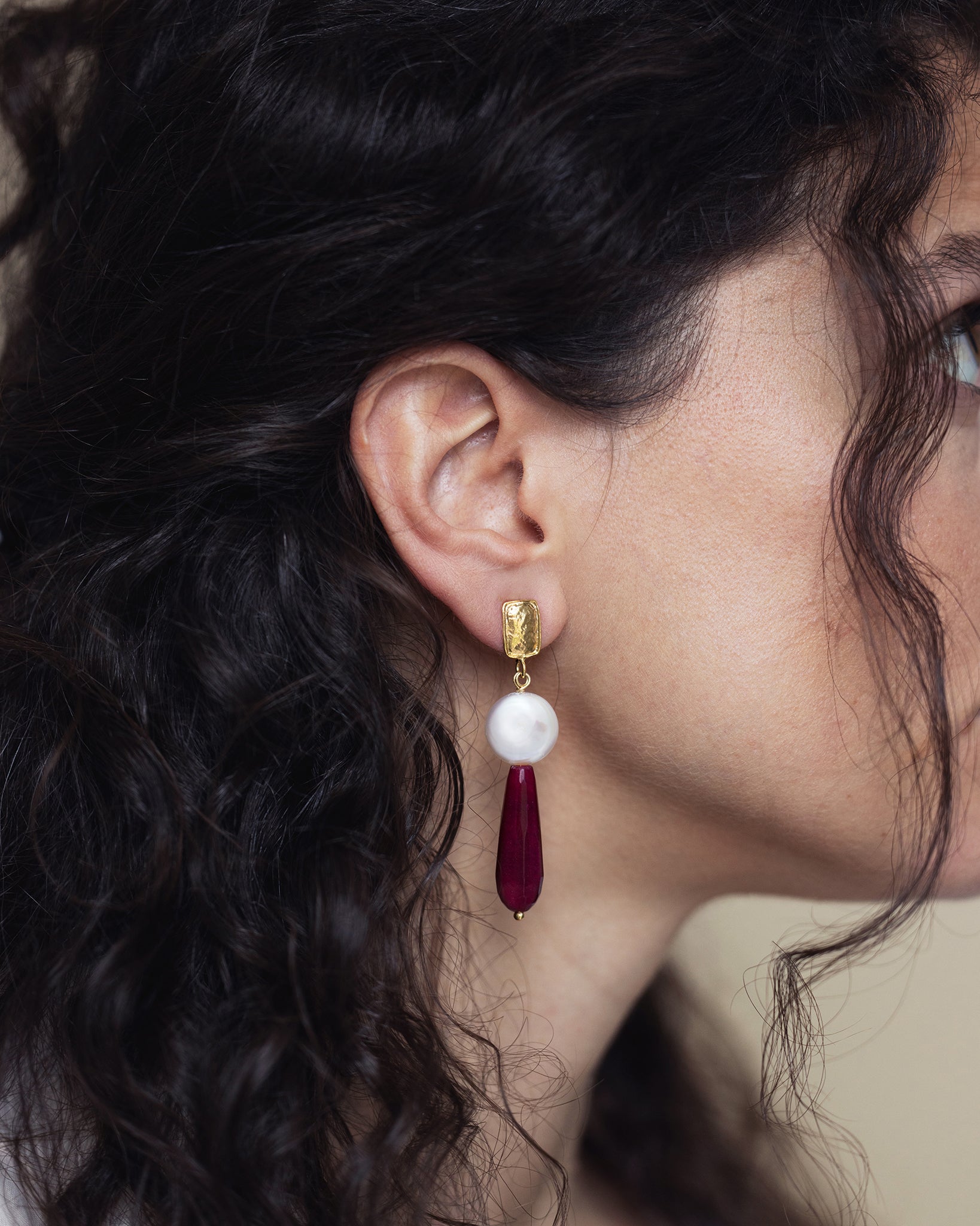 Crimson Radiance Earrings with Ruby and Pearls