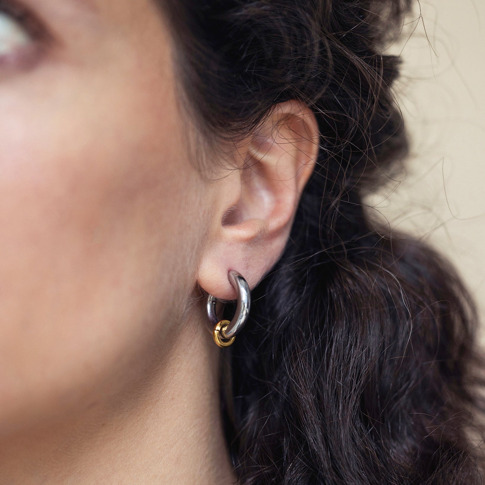 Mini Dual Tone Hoops in Silver and Gold
