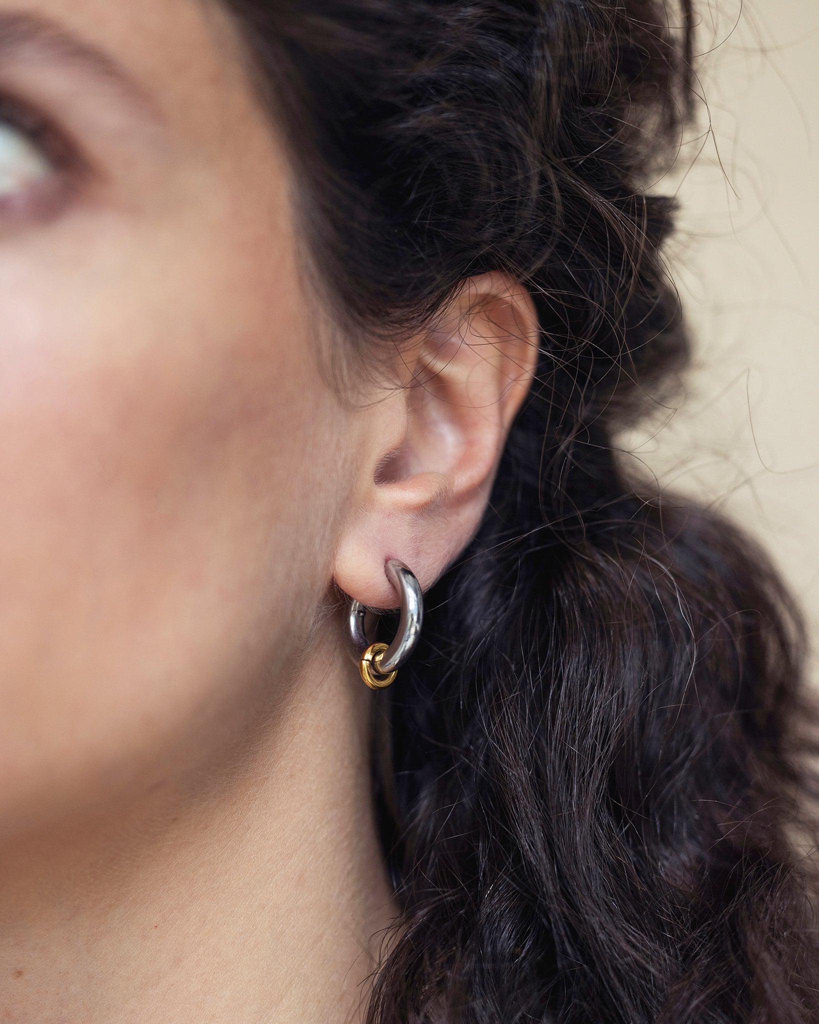 Mini Dual Tone Hoops in Silver and Gold