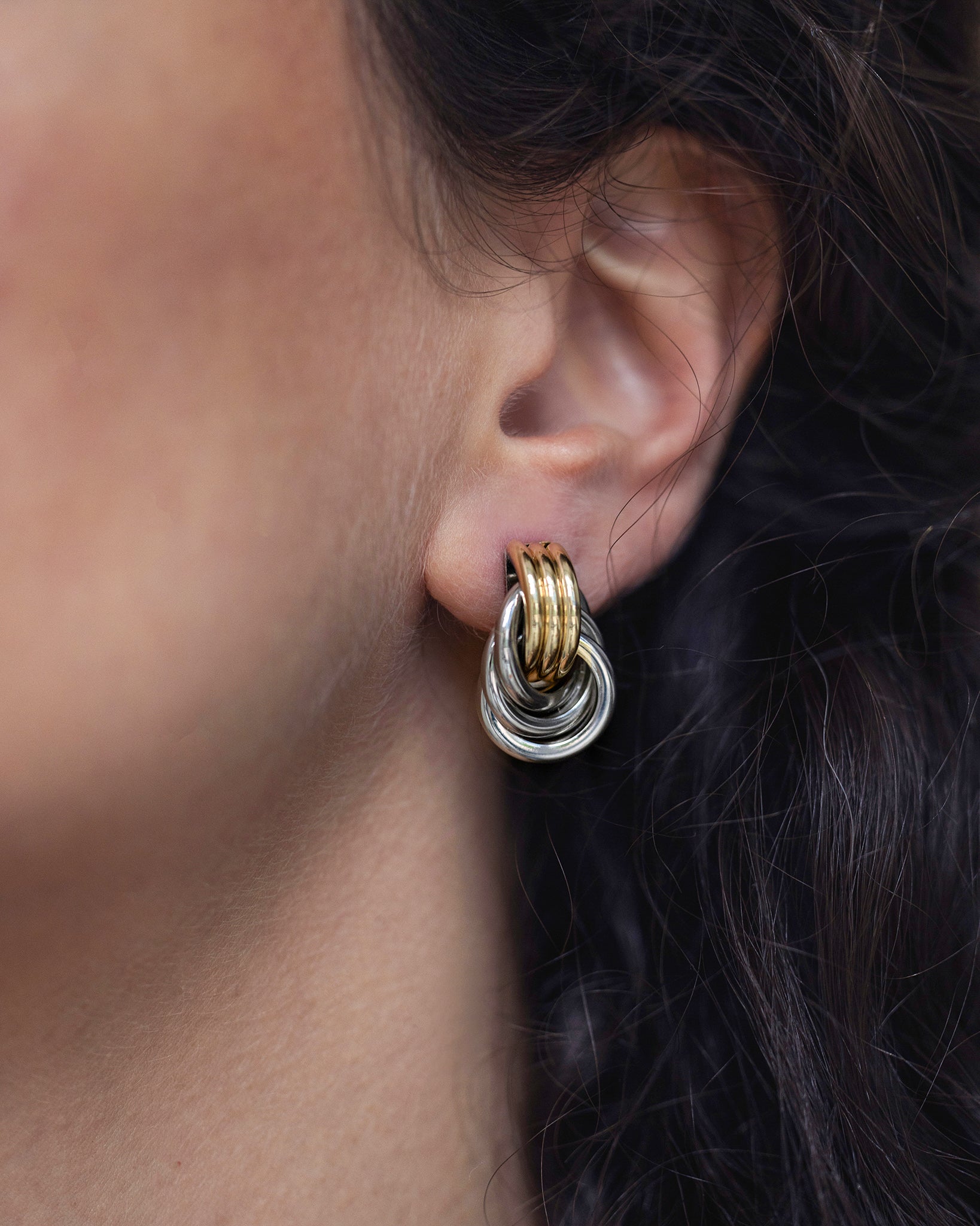 Mixed Twisted Earrings in Silver and Gold