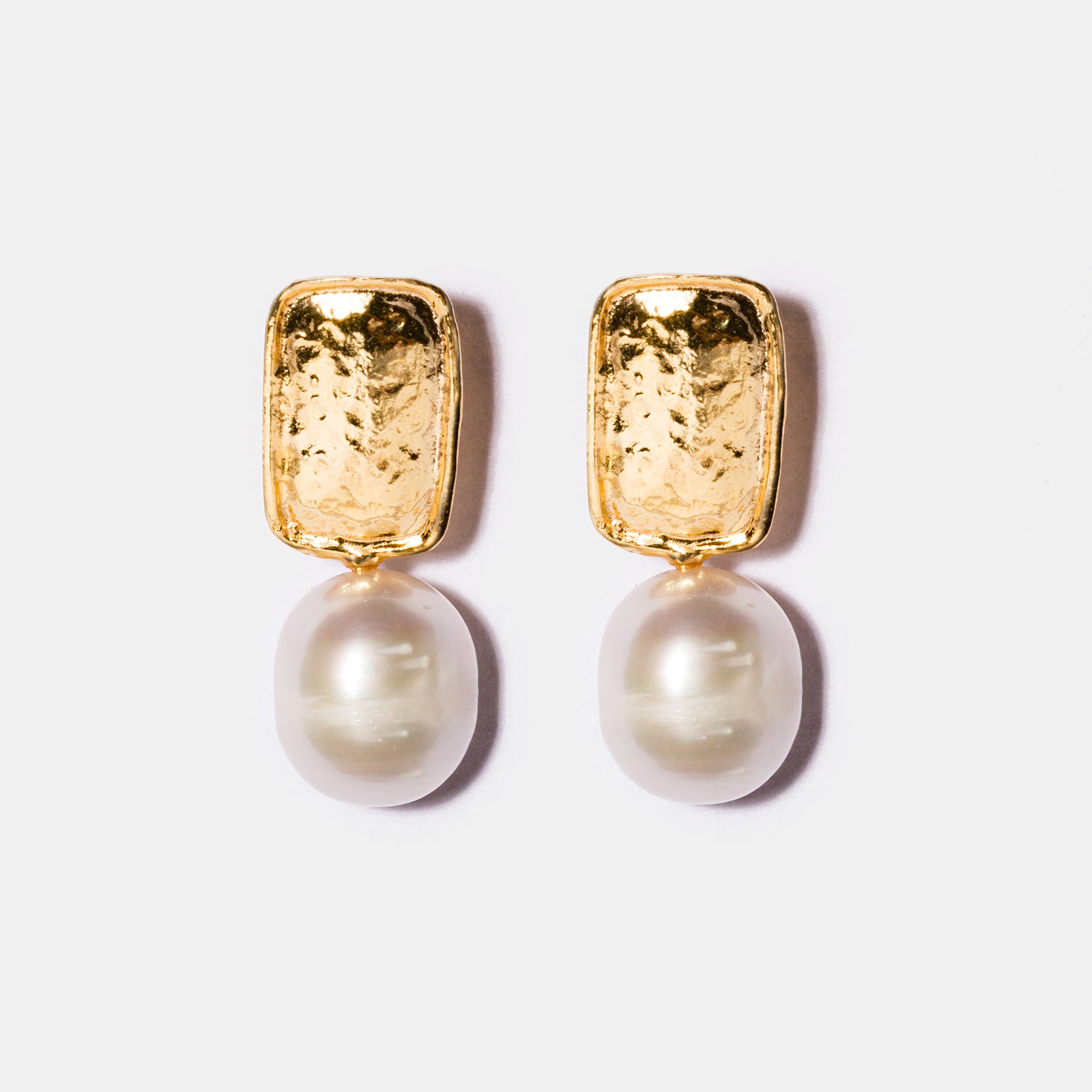 Baroque Pearl Gold Stud Earrings