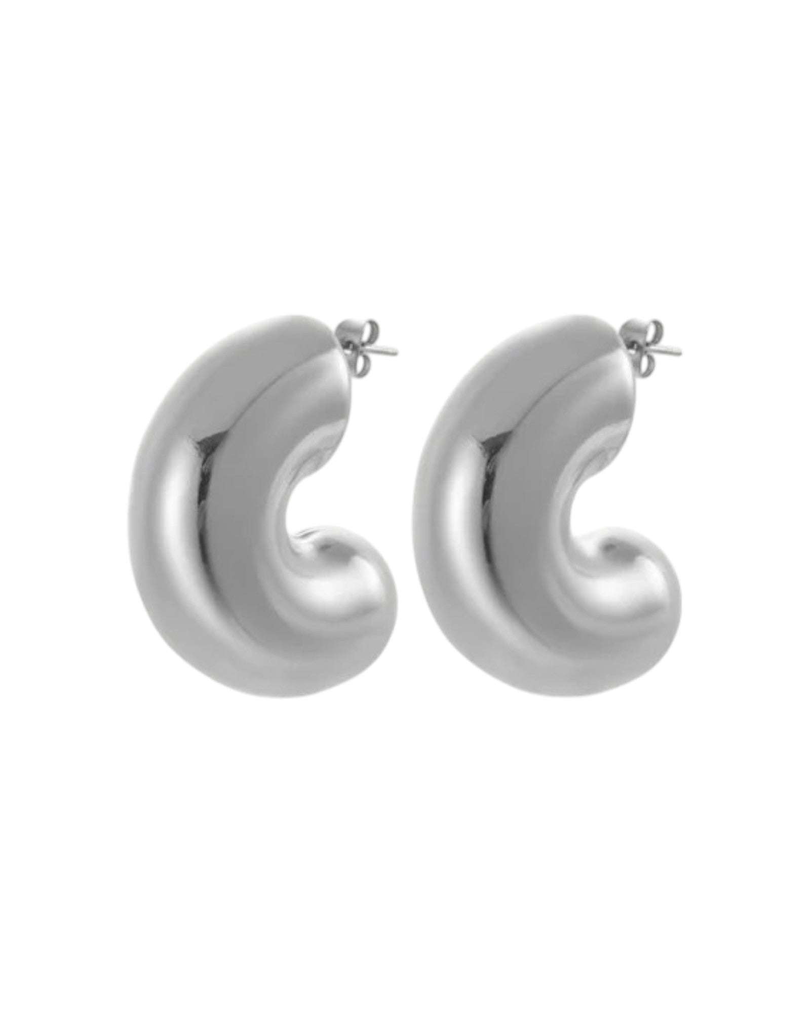Chunky Silver Hoops in Silver