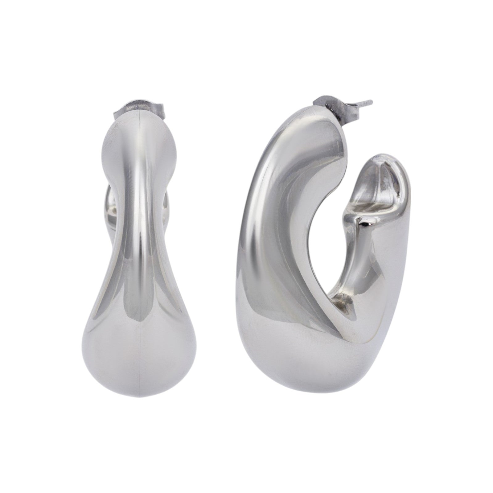 Liquid Silver Hoops in Silver