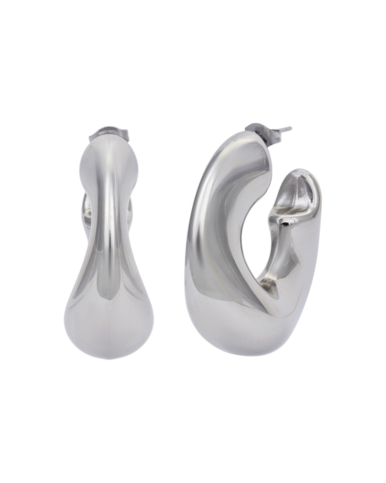 Liquid Silver Hoops in Silver