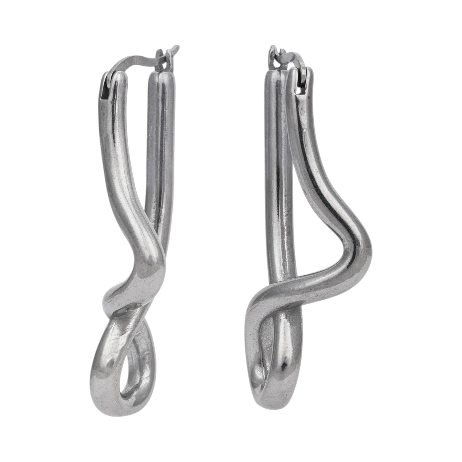 Wavy Silver Drop Earrings in Silver