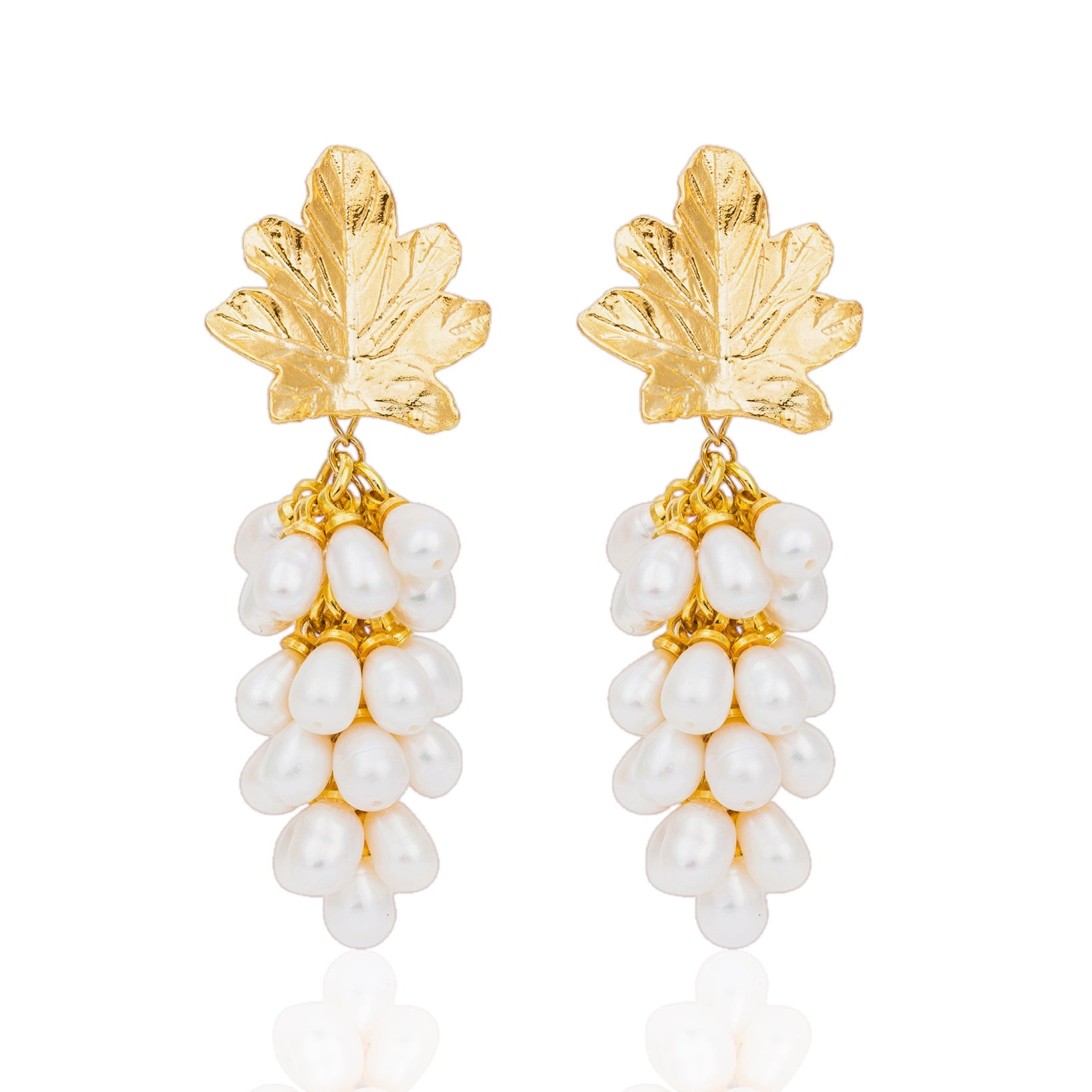 Golden Grape Pearl Drop Earrings