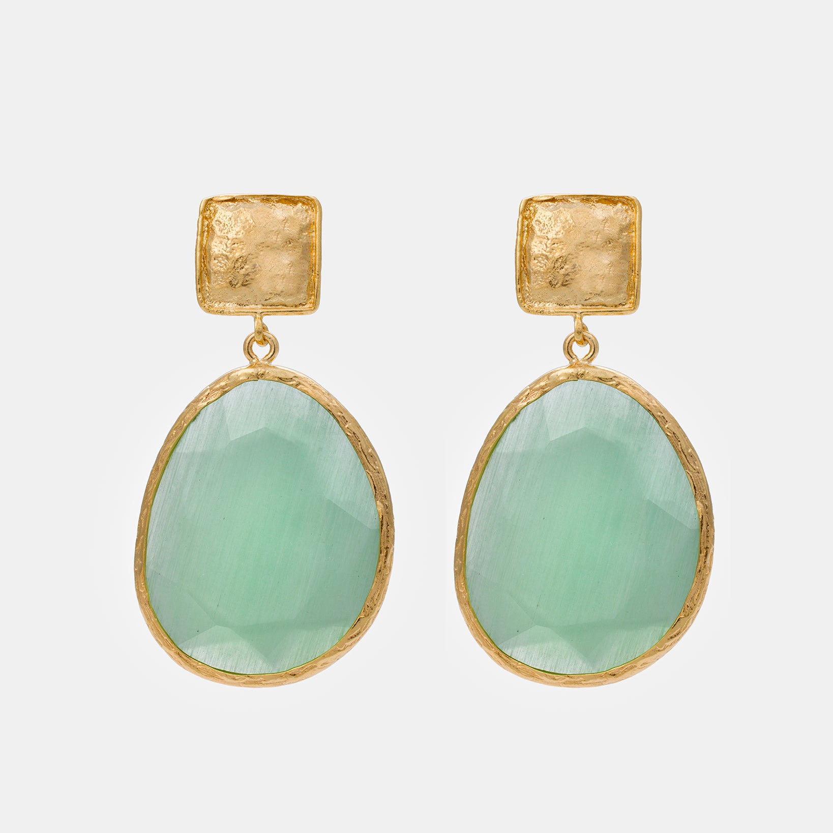 Mint Serenity Cat Eye Earrings
