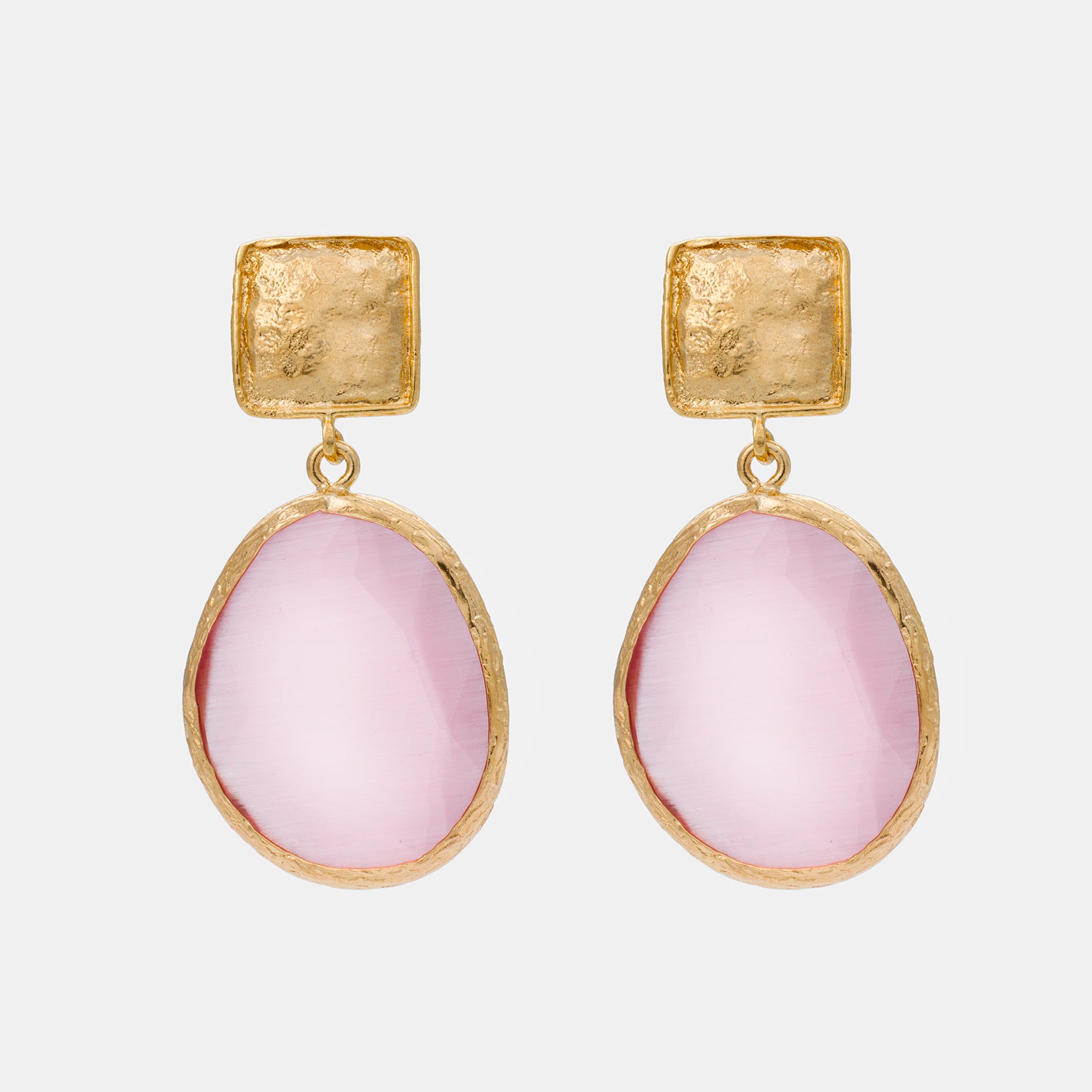 Blush Radiance Cat Eye Earrings