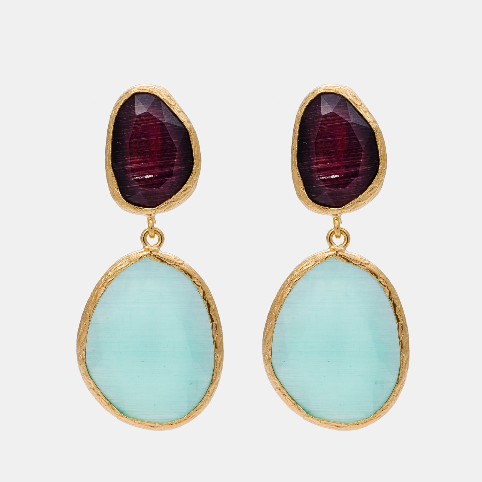 Crimson Glow Cat Eye Earrings