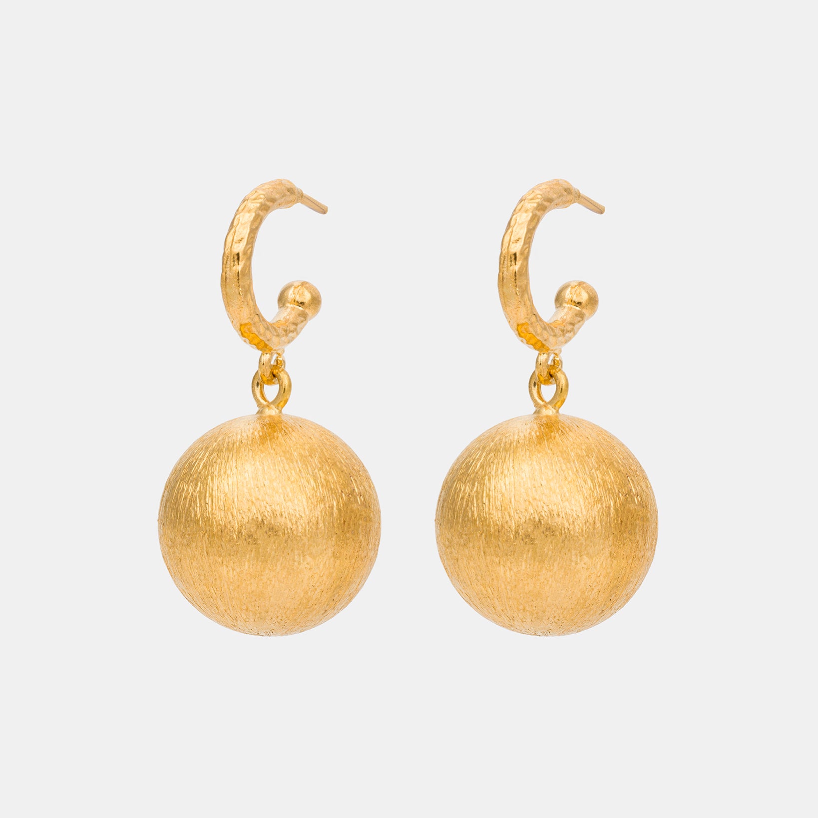 Textured Gold Sphere Drop Earrings