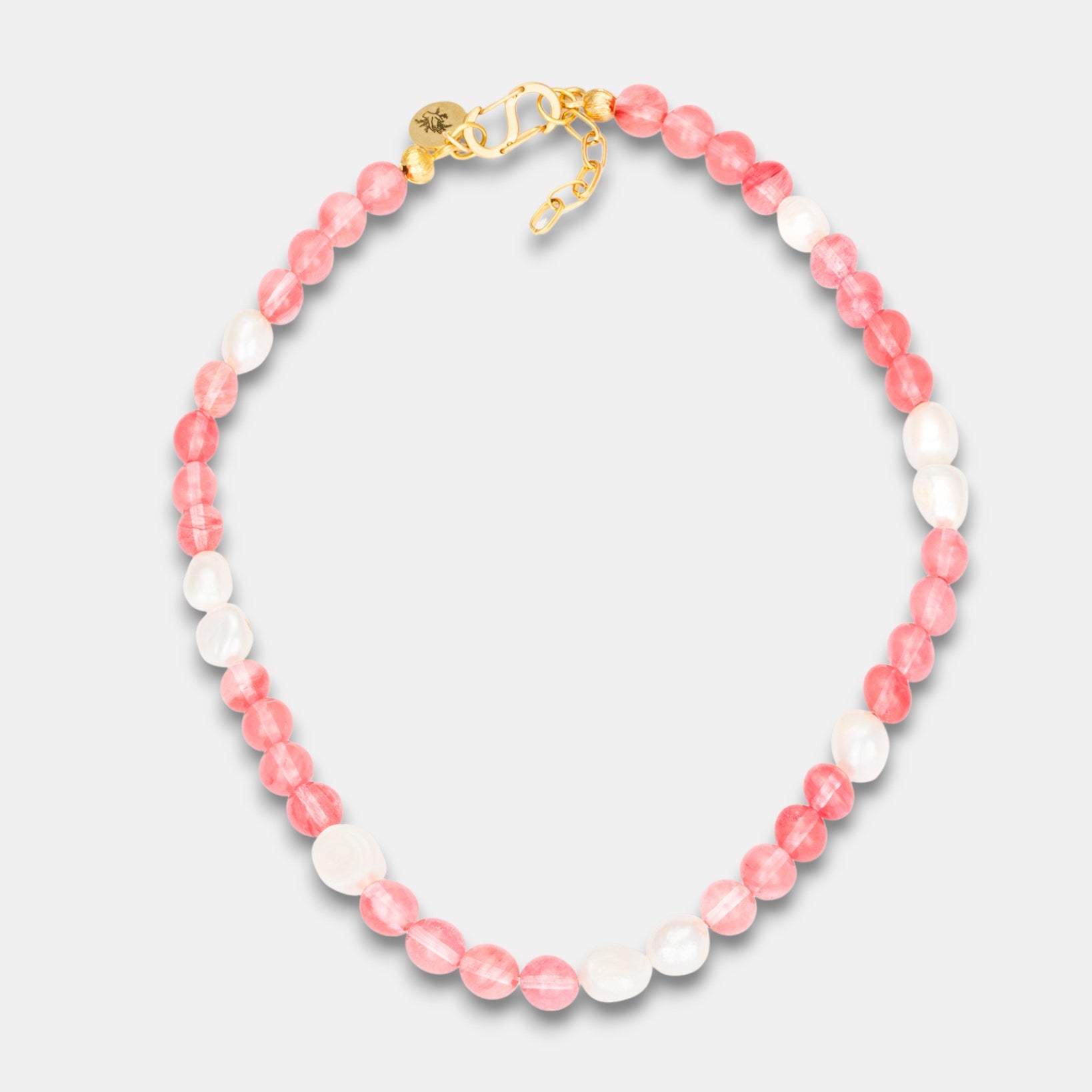Blush Radiance Necklace with Strawberry Quartz and Pearls