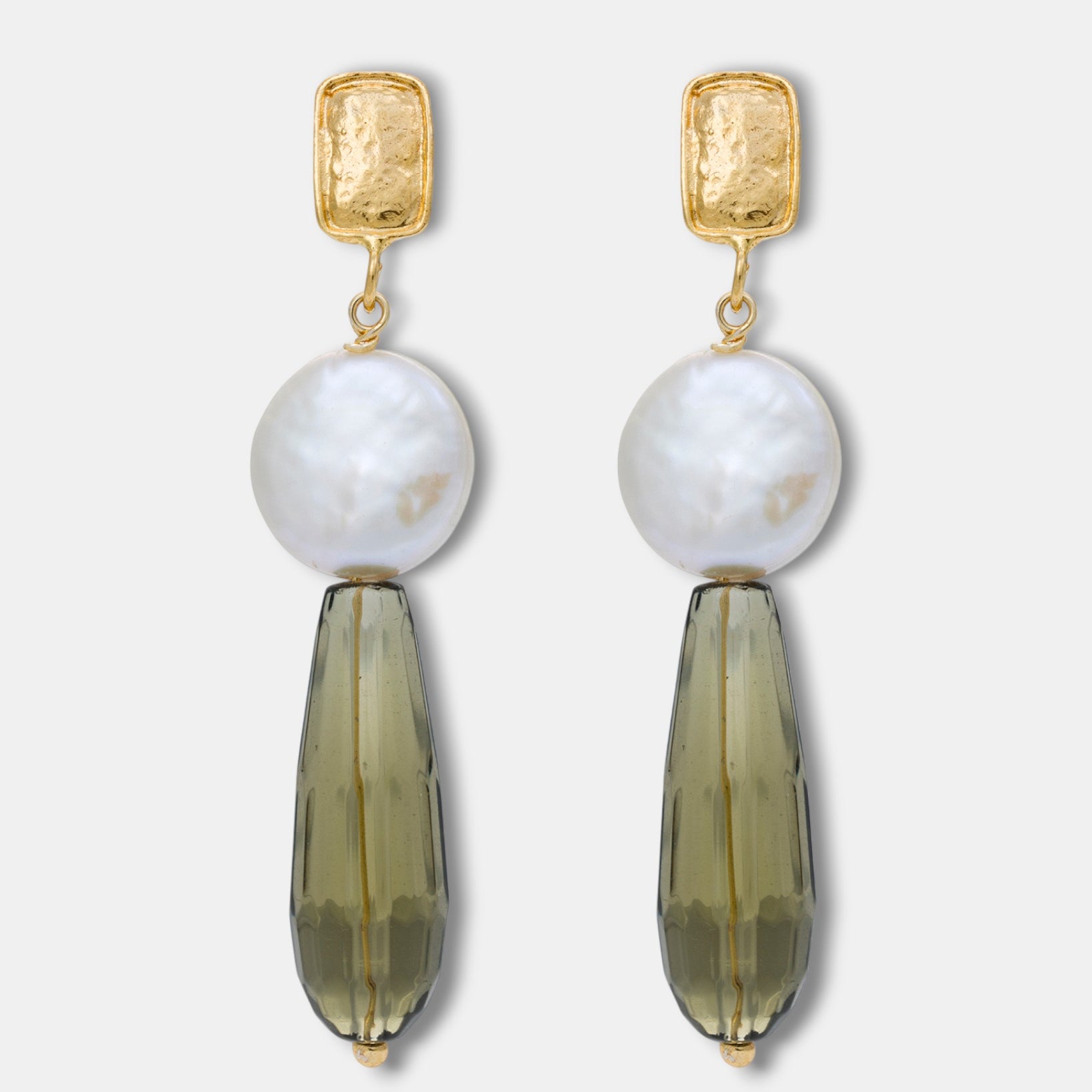 Ethereal Glow Earrings with Smoky Quartz and Pearls