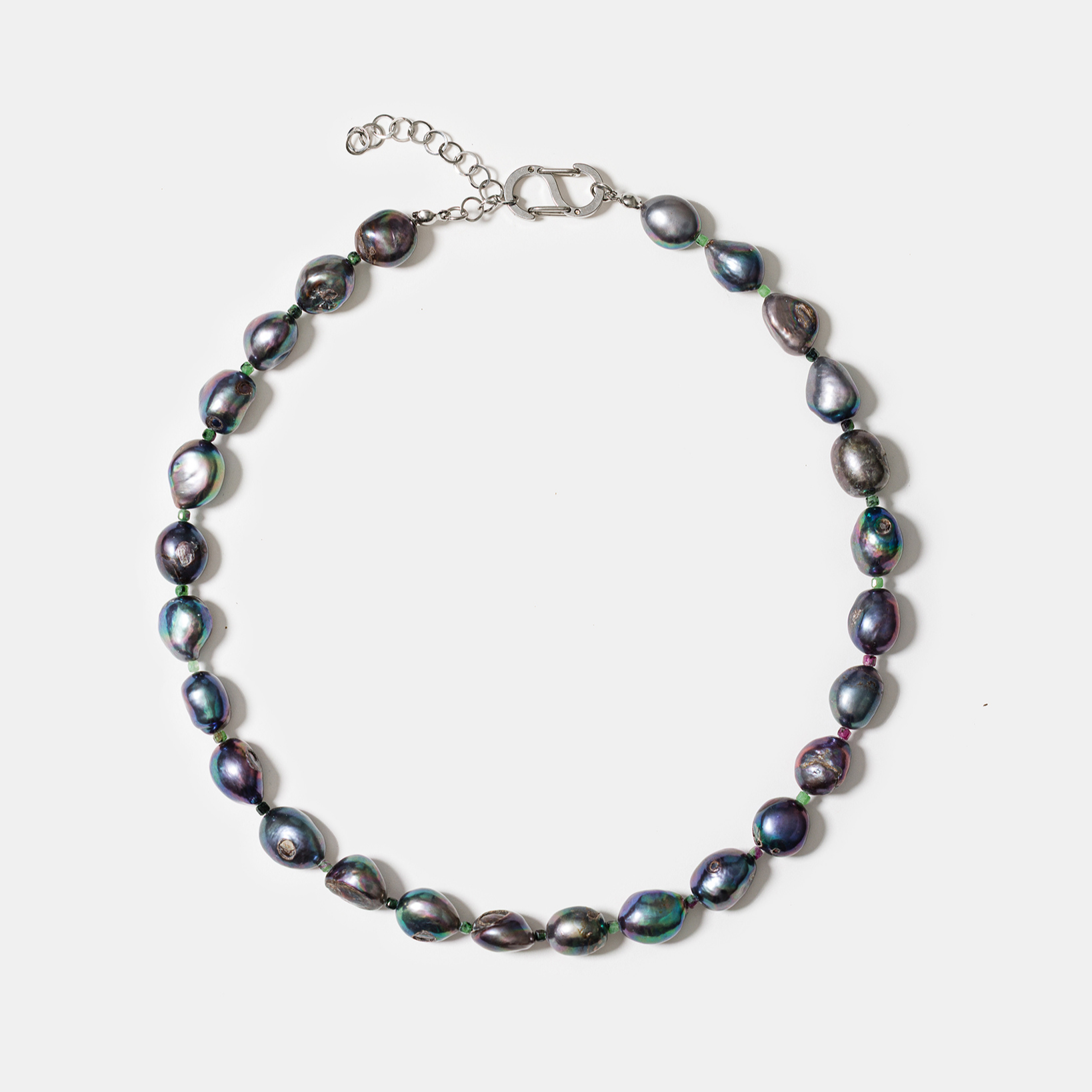 Palermo Necklace with Dark Baroque Pearls and Serpentine Accents