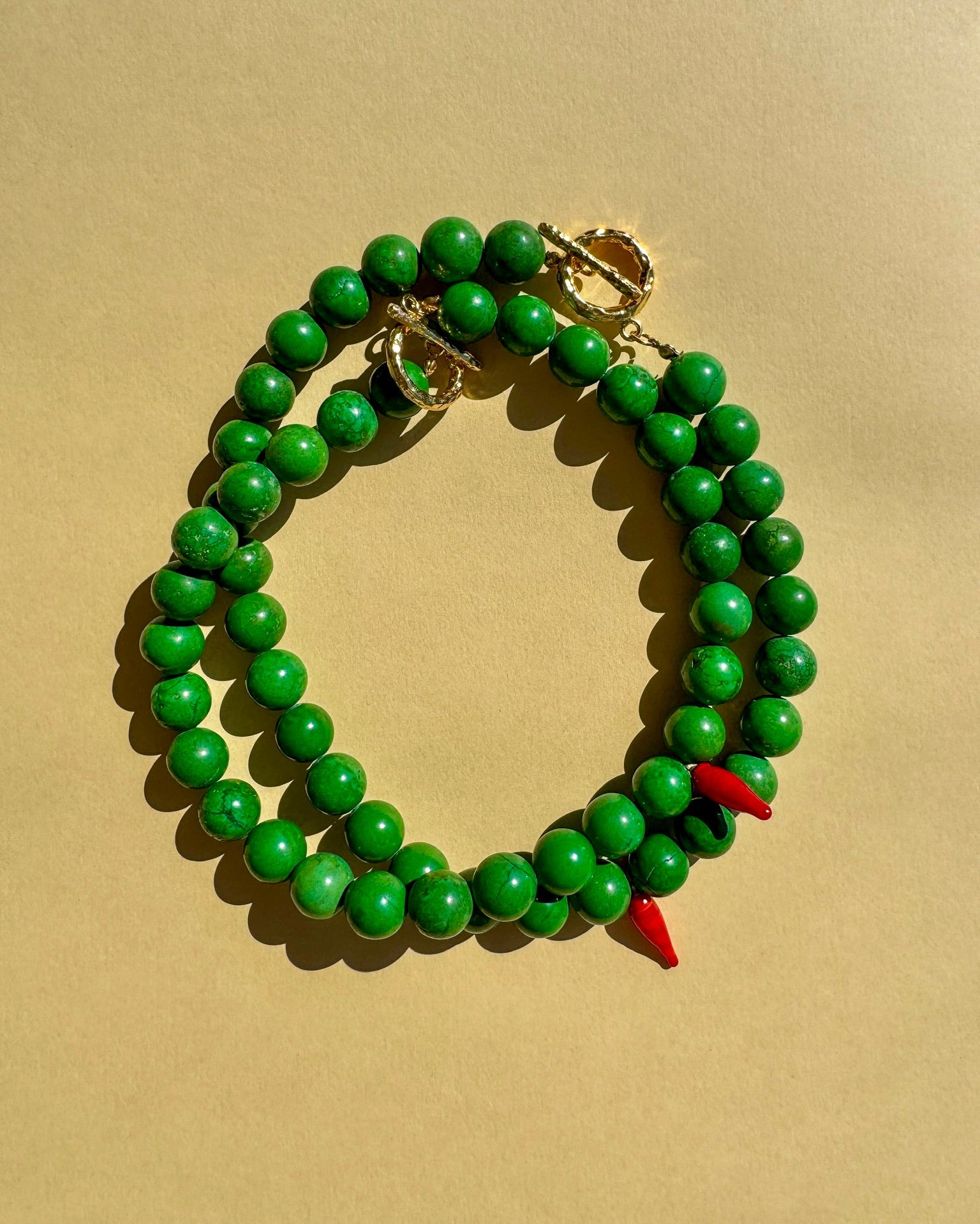 Napoli Heat Necklace with Chrysoprase & Glass Chili Pepper