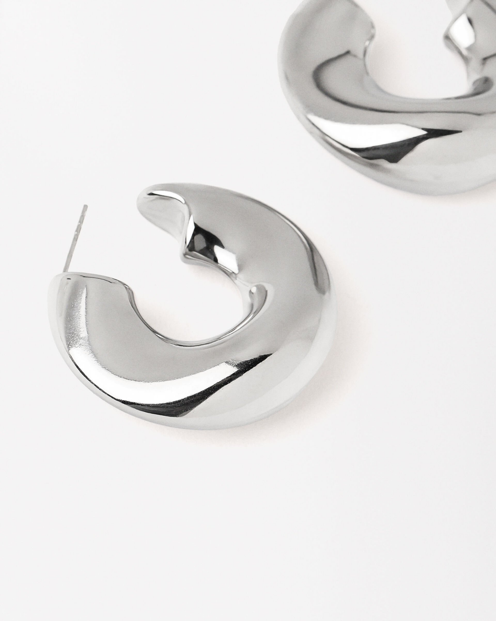 Liquid Silver Hoops in Silver