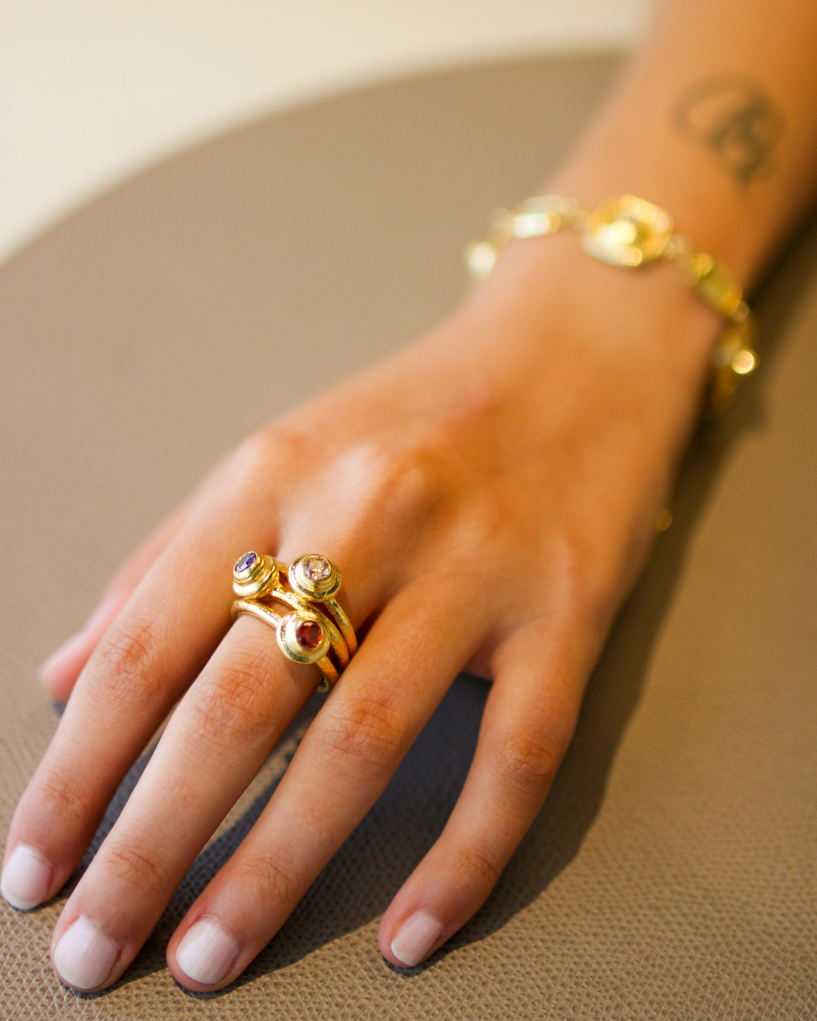 Gold Amethyst Gemstone Ring