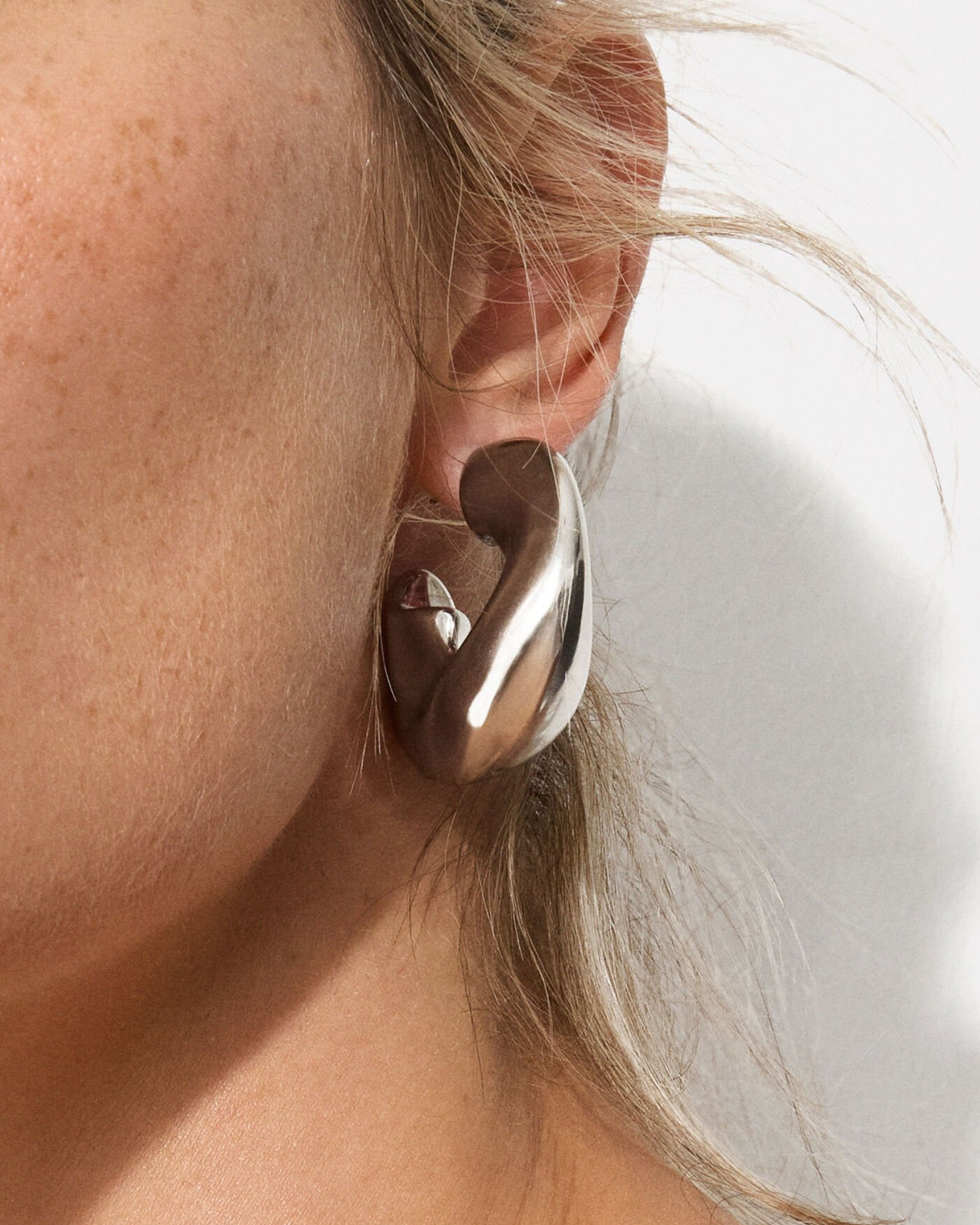 Liquid Silver Hoops in Silver