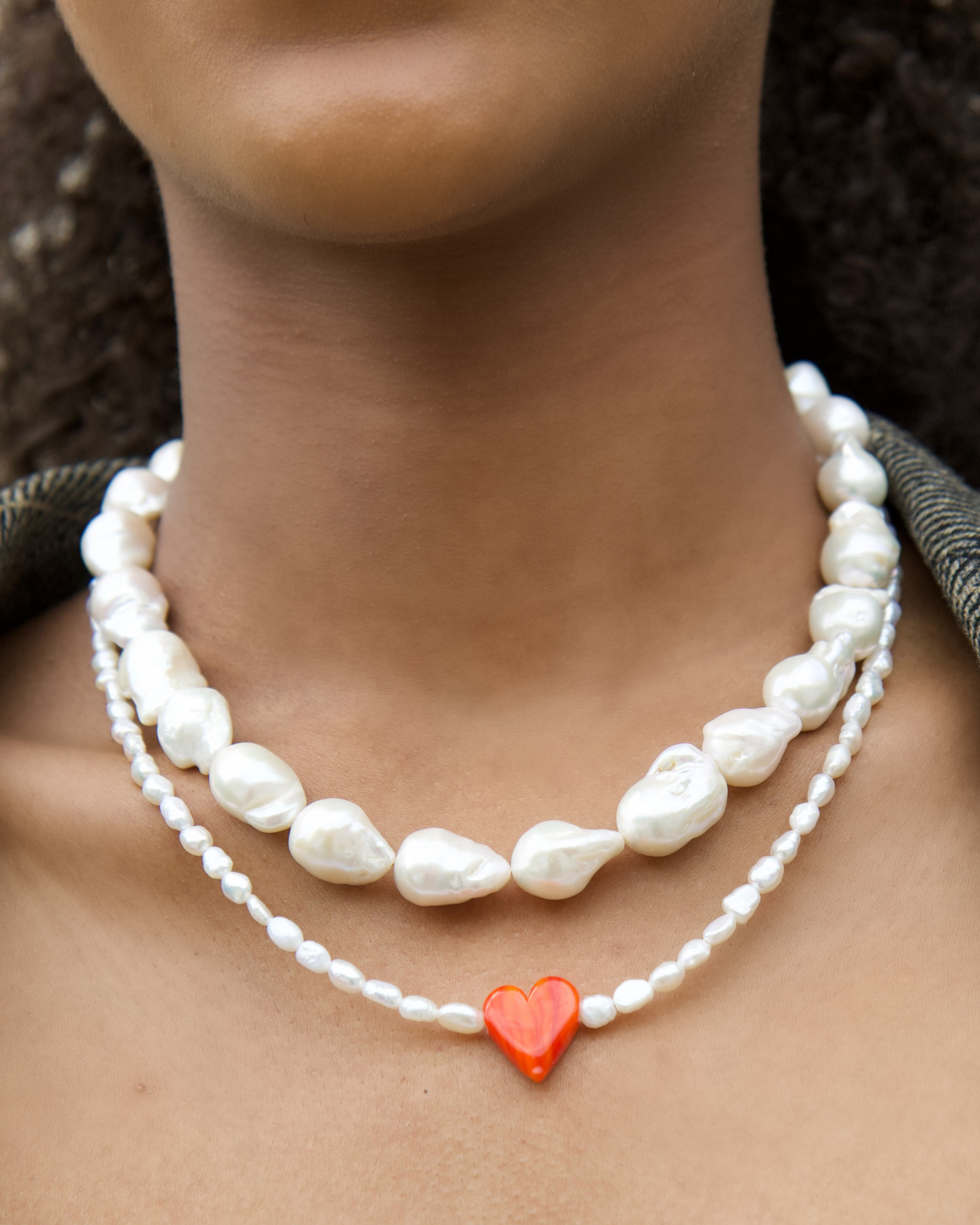 Positano Necklace with White Baroque Pearls