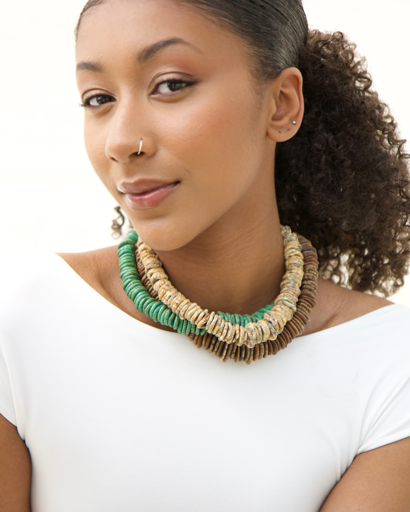 Soleil Clay Necklace in Sand Howlite