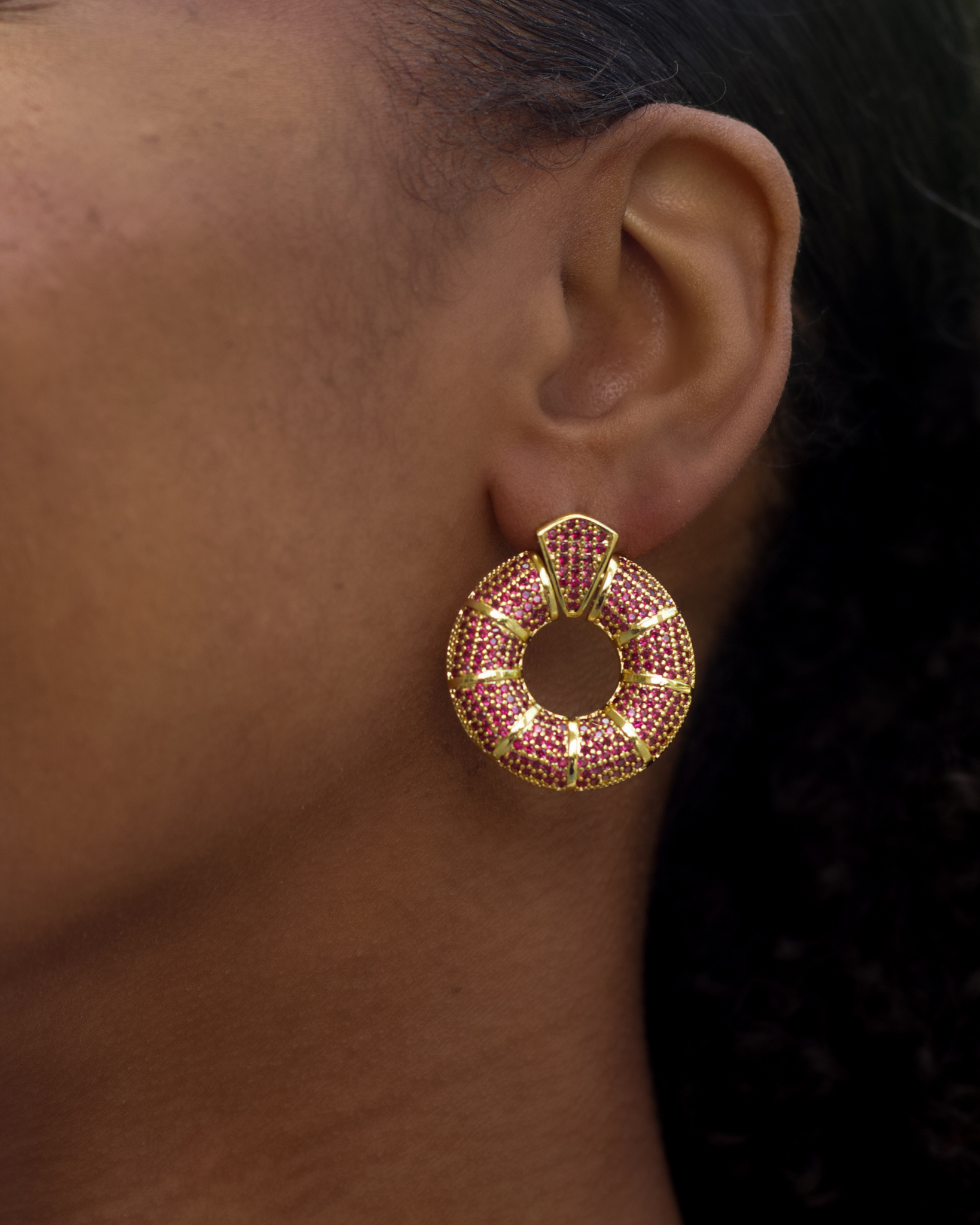 Donut Hoop Earrings in Pink