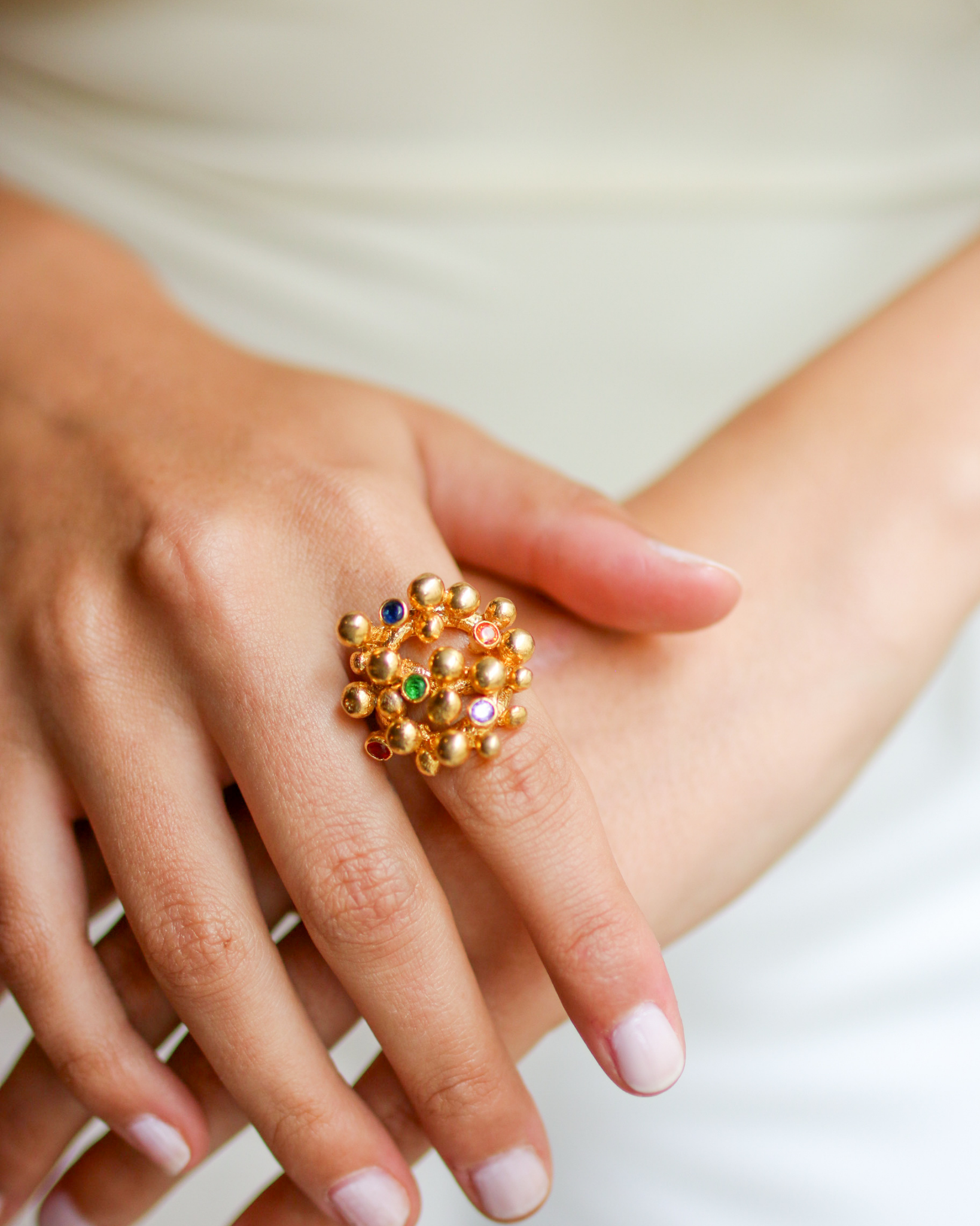 Gold Gemstone Bouquet Ring