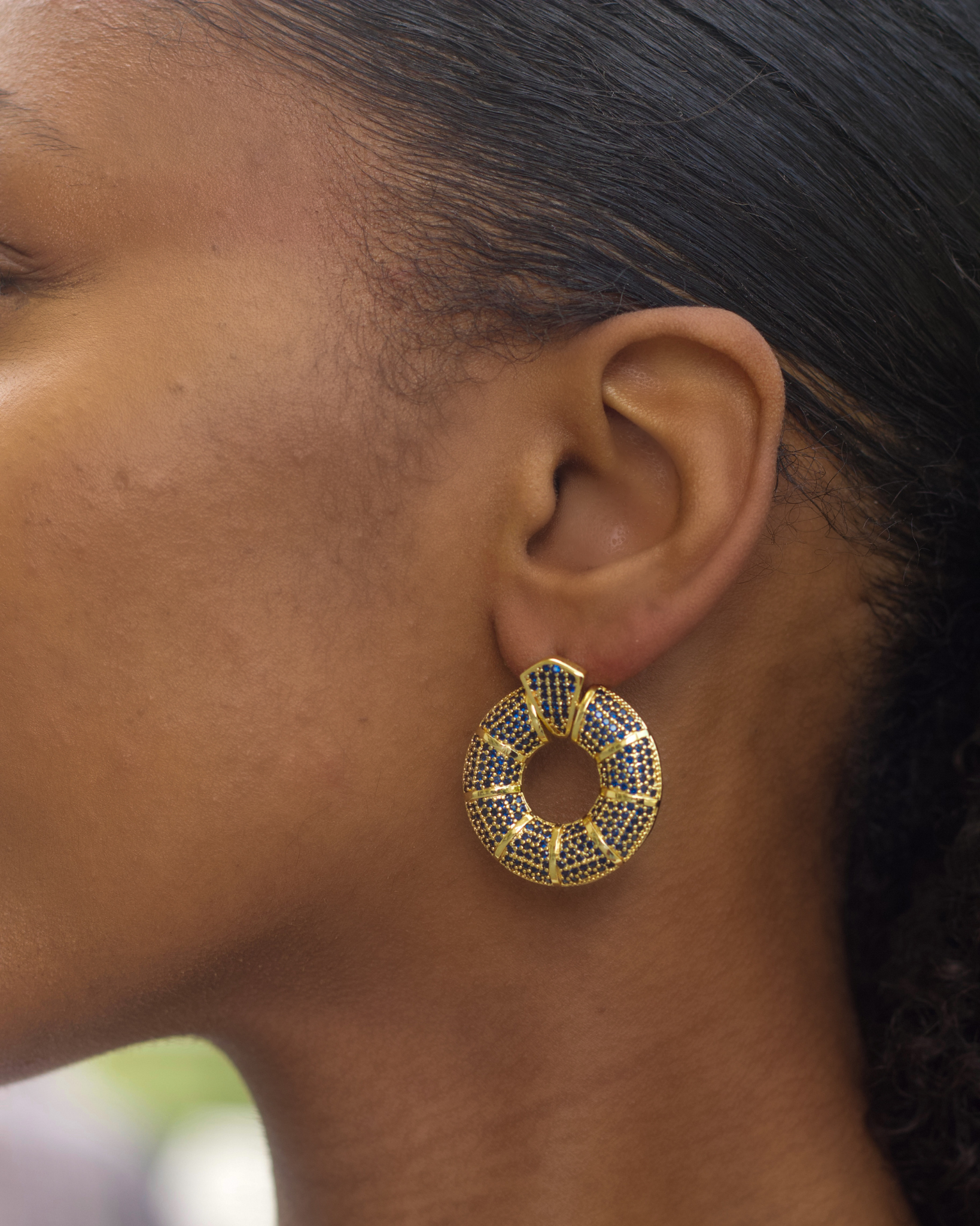 Donut Hoop Earrings in Blue