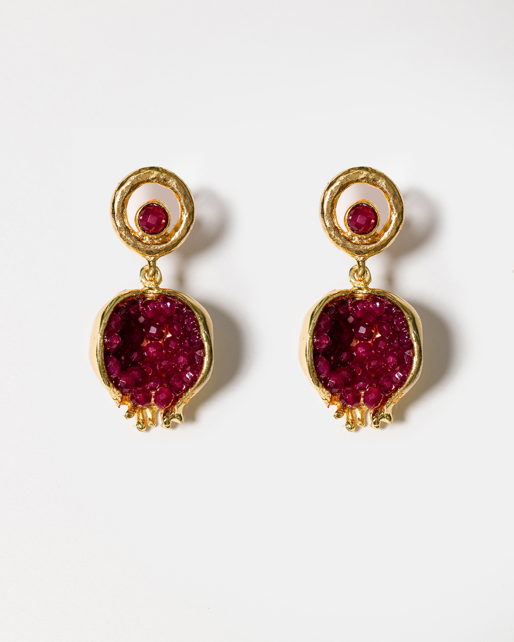 Pomegranate Earrings with Jade Accents