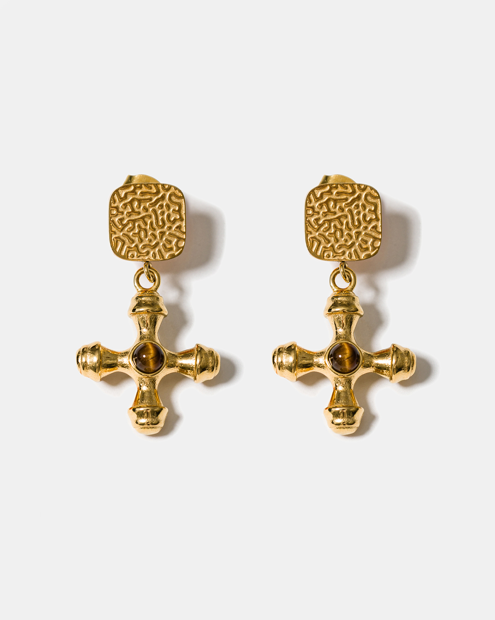 Byzantine Earrings in Tiger Eye