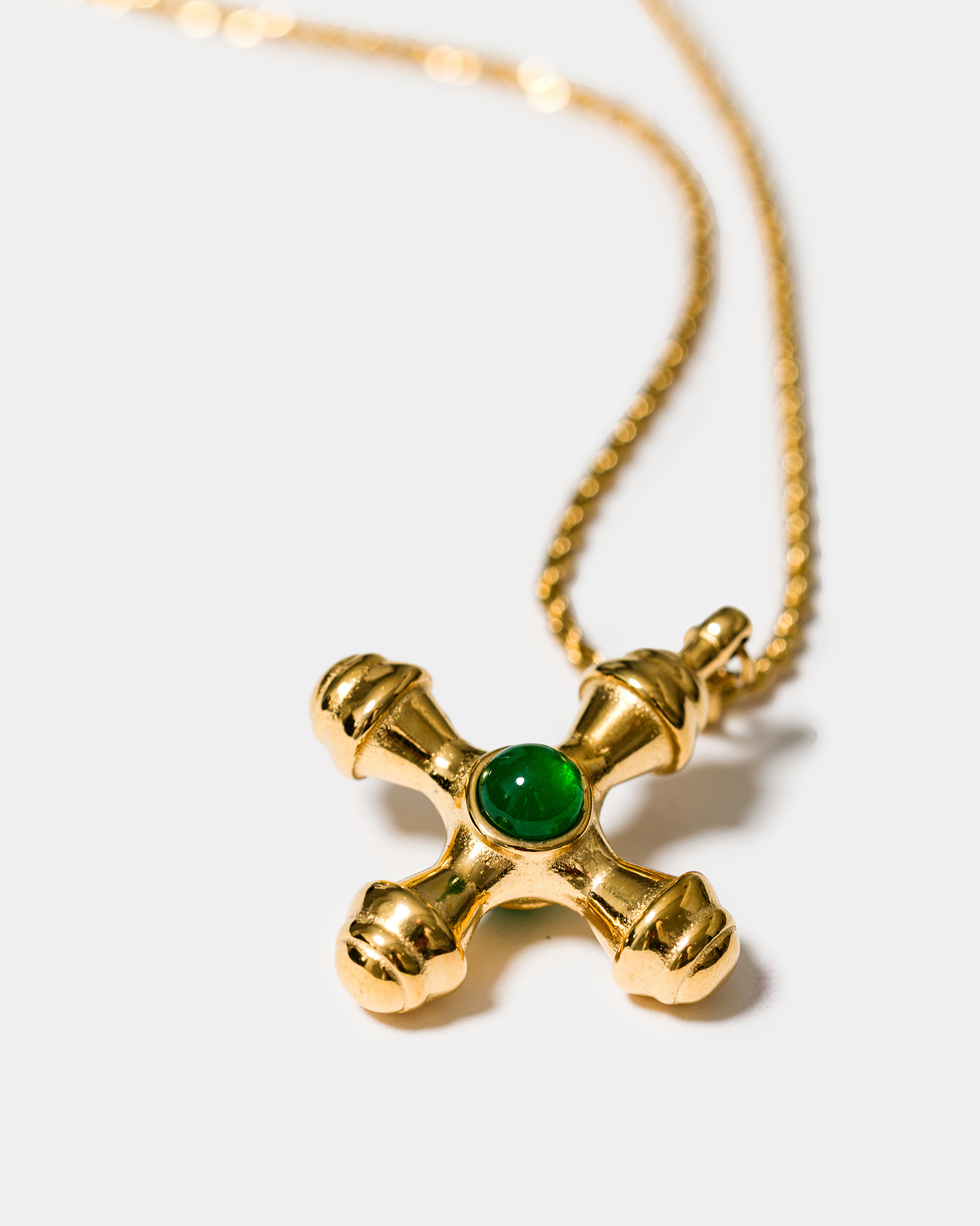 Byzantine Cross Jade Necklace in Gold