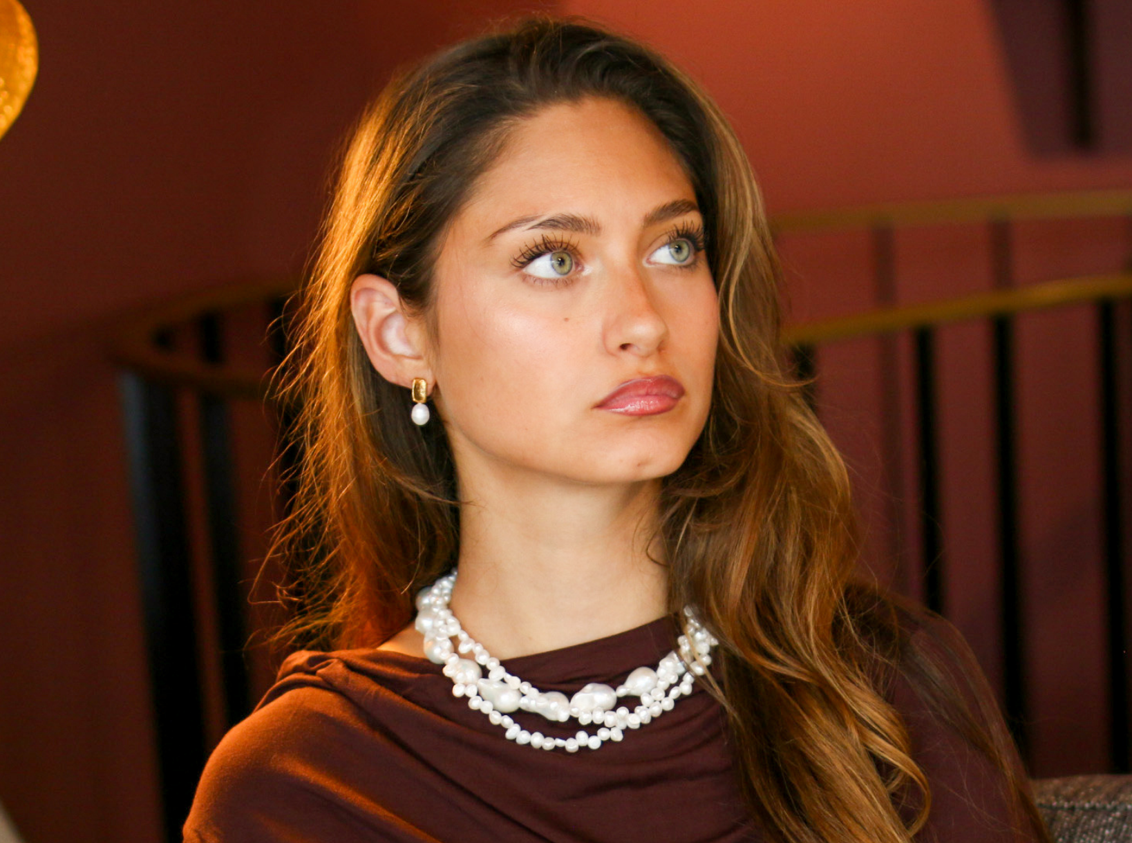 Baroque Pearl Gold Stud Earrings