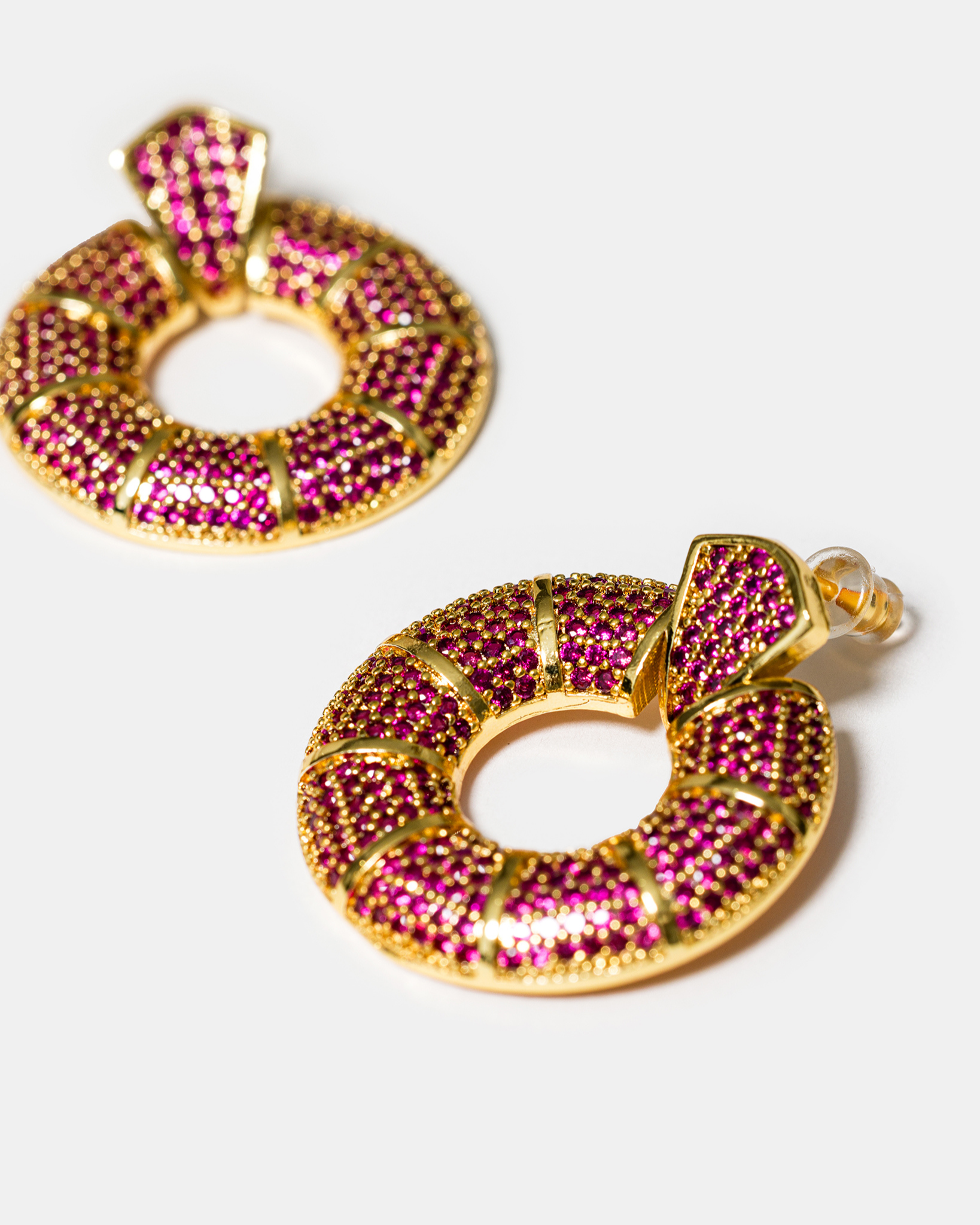 Donut Hoop Earrings in Pink