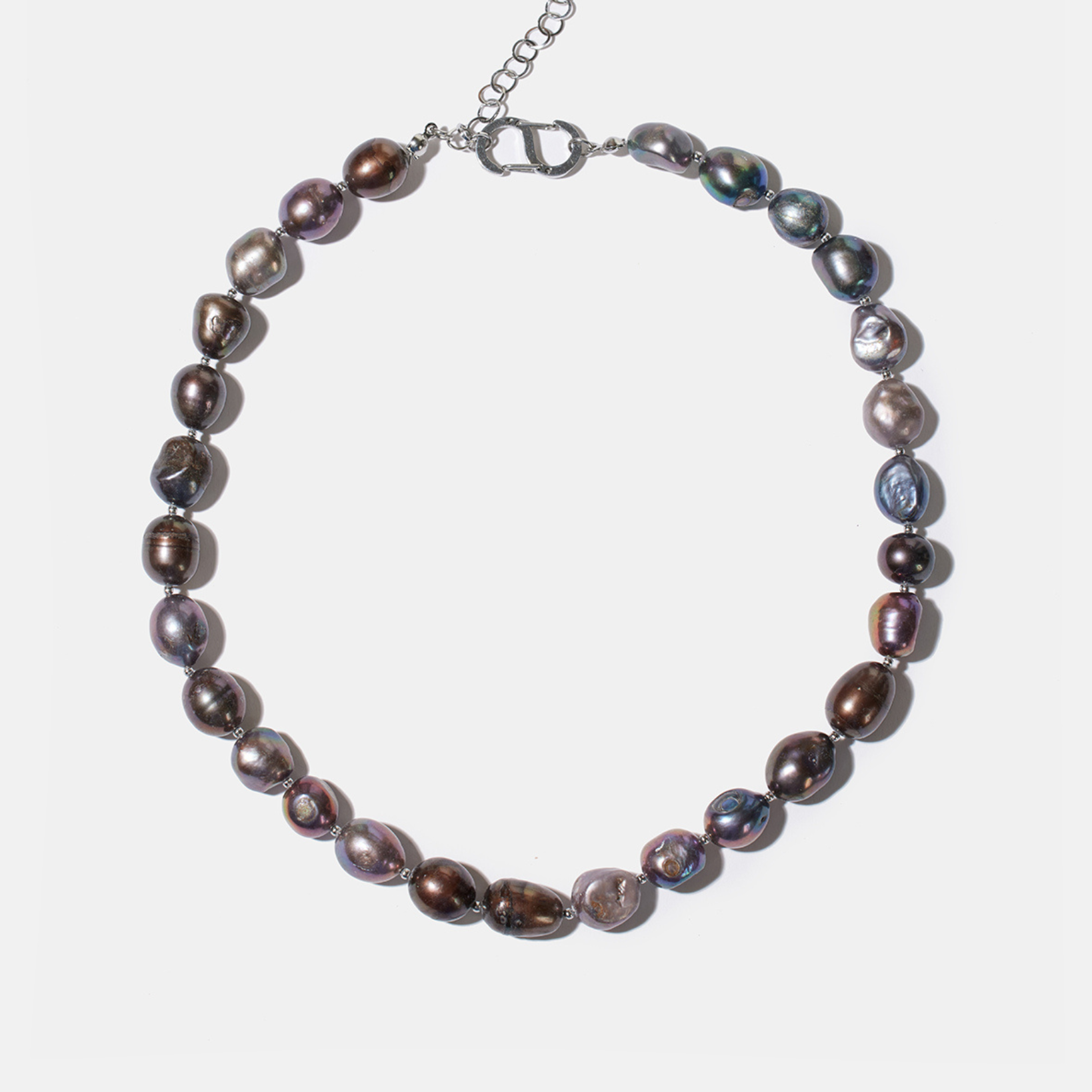 Palermo Necklace with Dark Baroque Pearls and Silver Accents