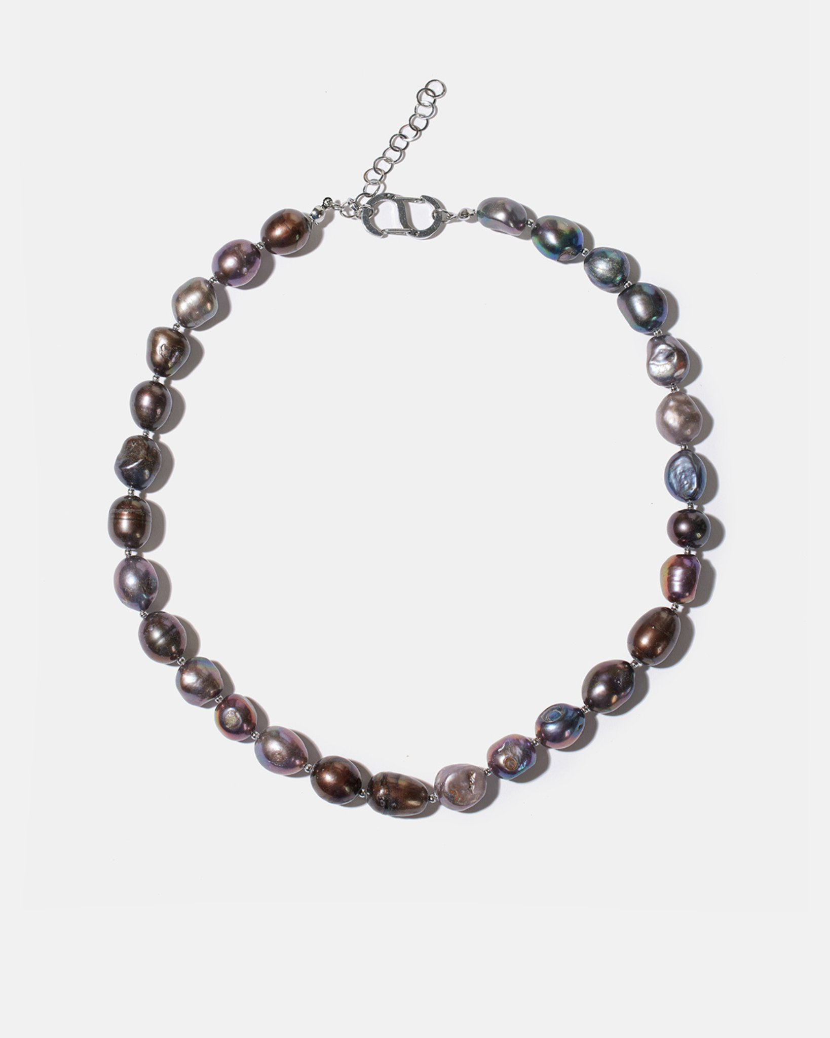 Palermo Necklace with Dark Baroque Pearls and Silver Accents