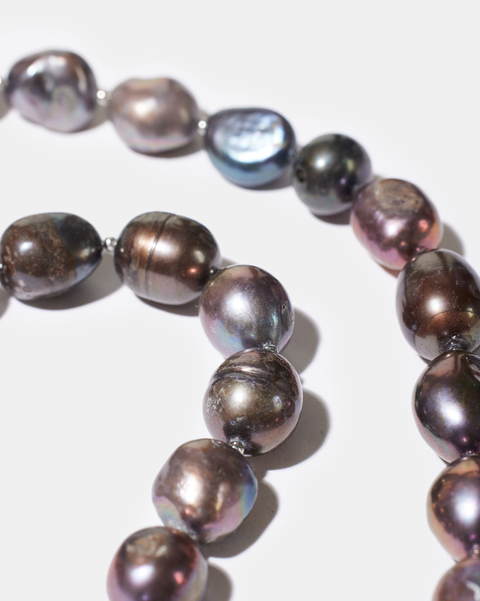 Palermo Necklace with Dark Baroque Pearls and Silver Accents