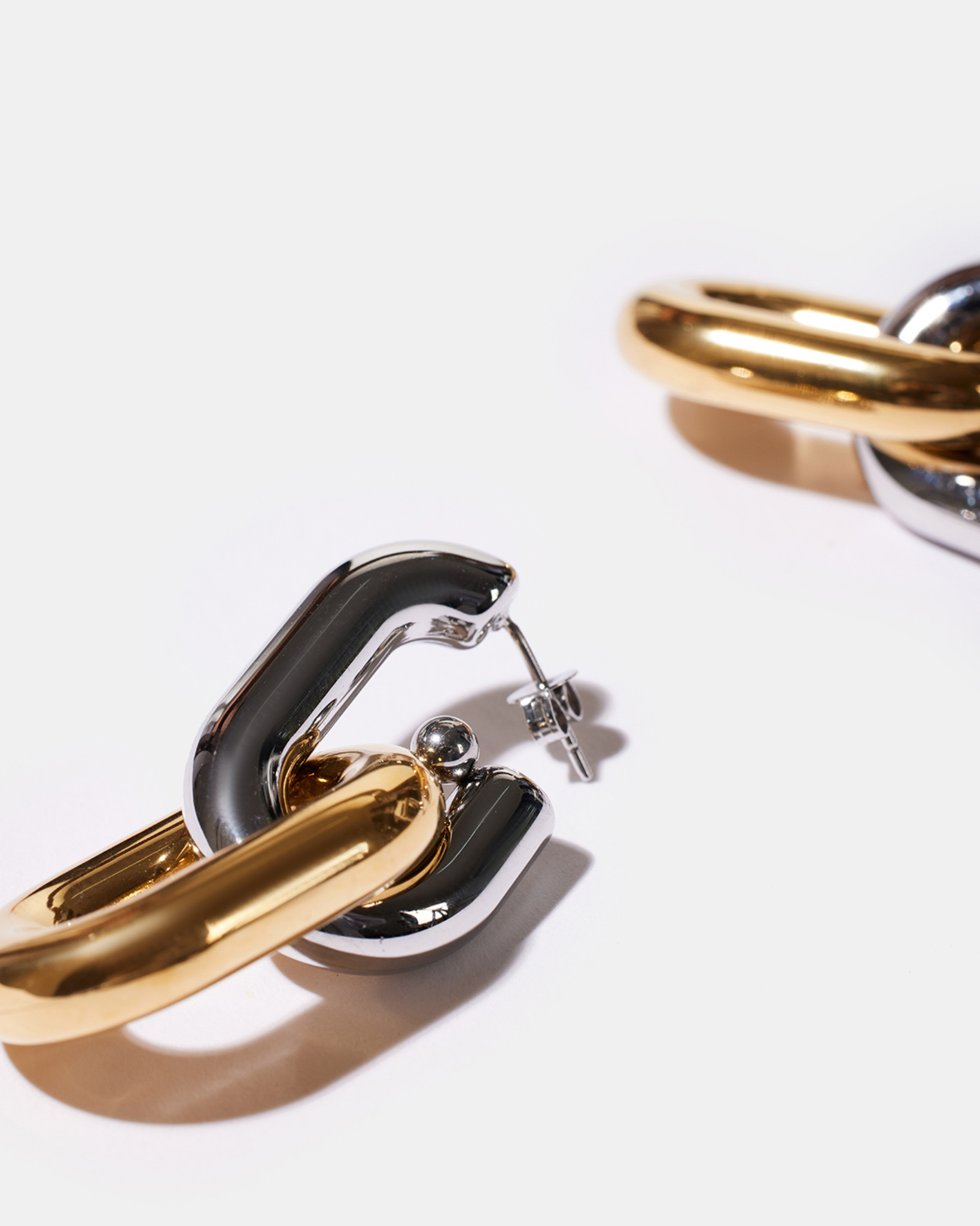 Mixed Metal Two-Tone Link Earrings