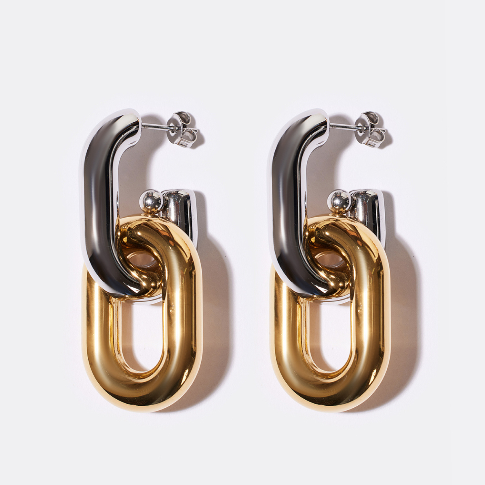 Mixed Metal Two-Tone Link Earrings
