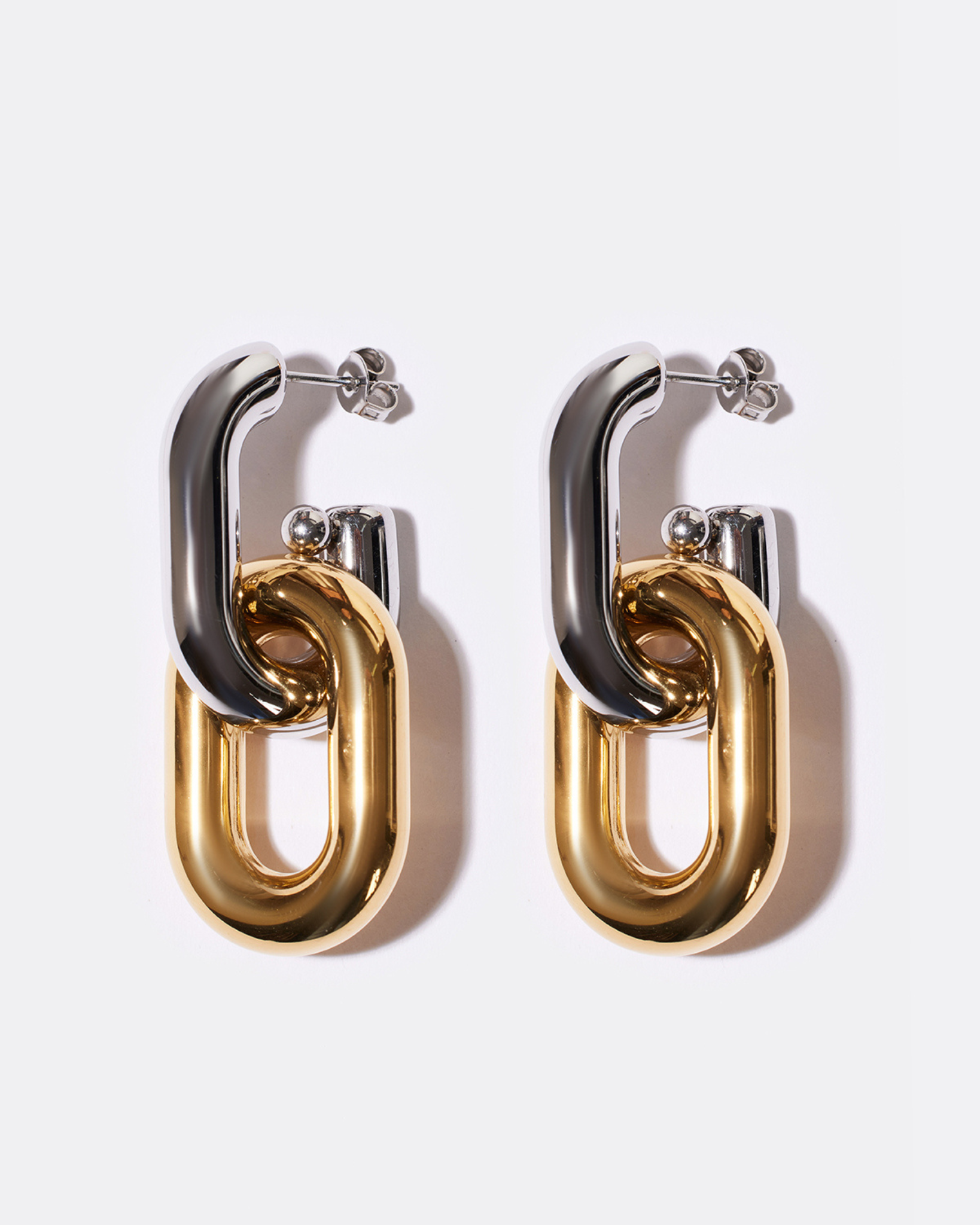 Mixed Metal Two-Tone Link Earrings