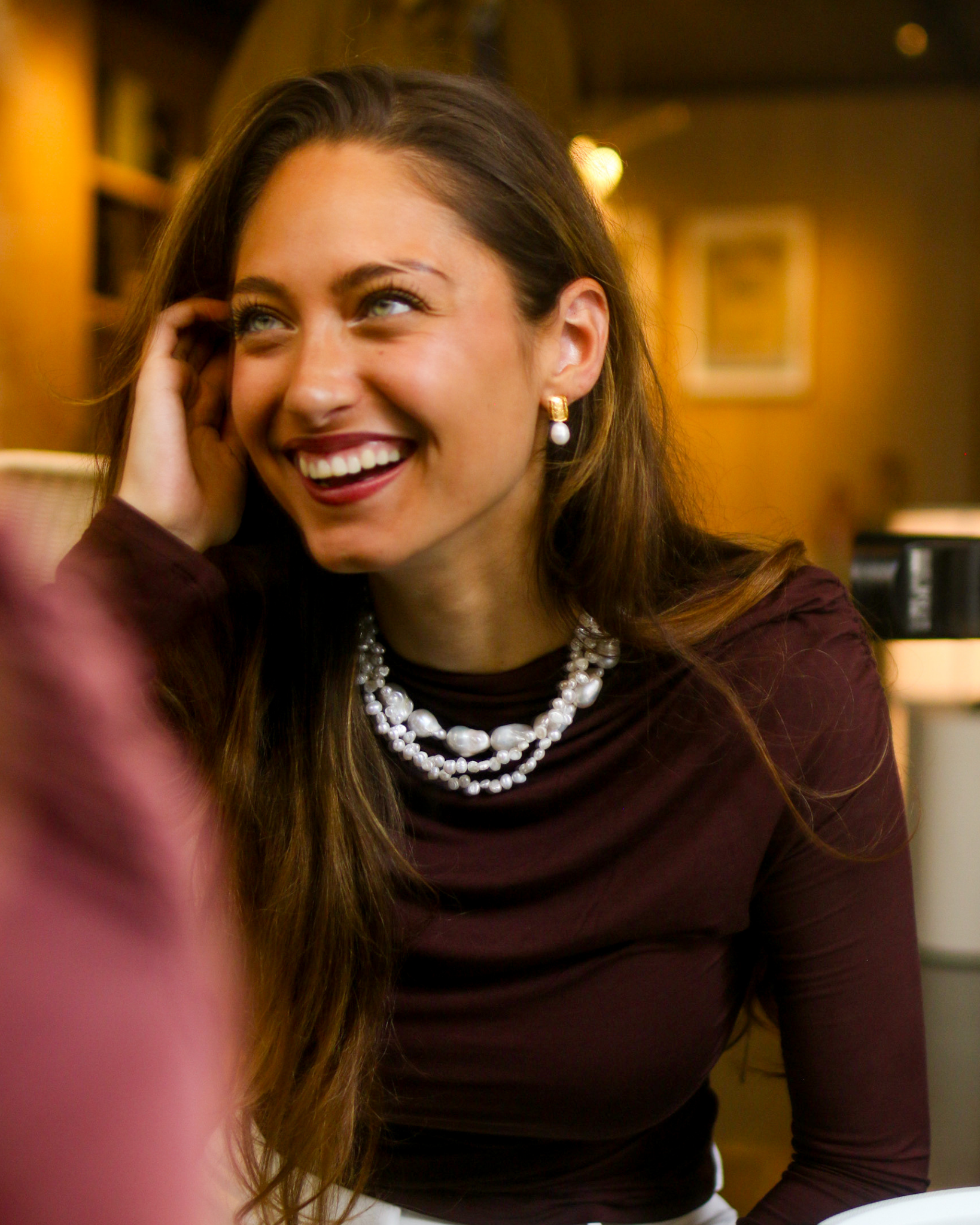 Baroque Pearl Gold Stud Earrings