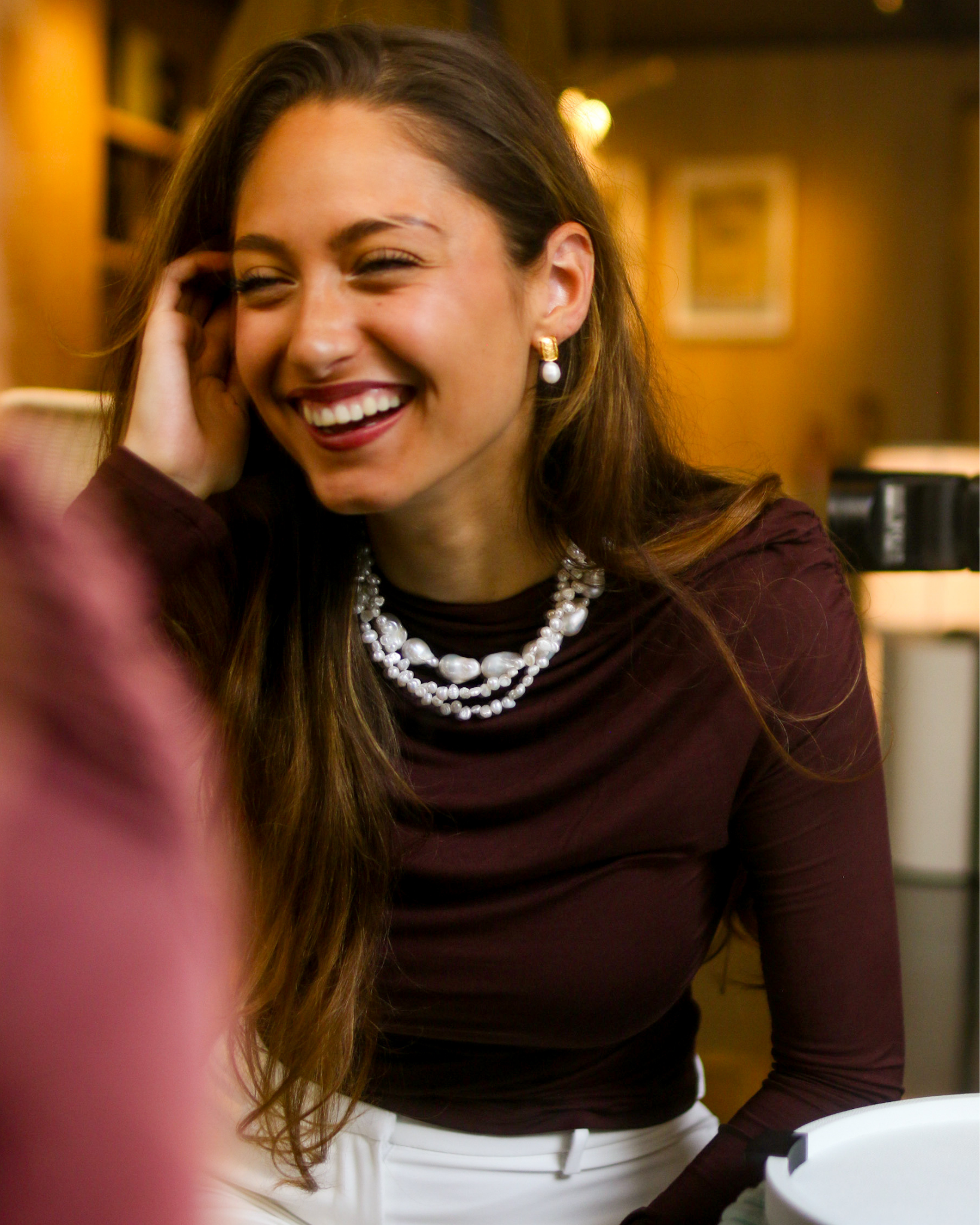 Baroque Pearl Gold Stud Earrings