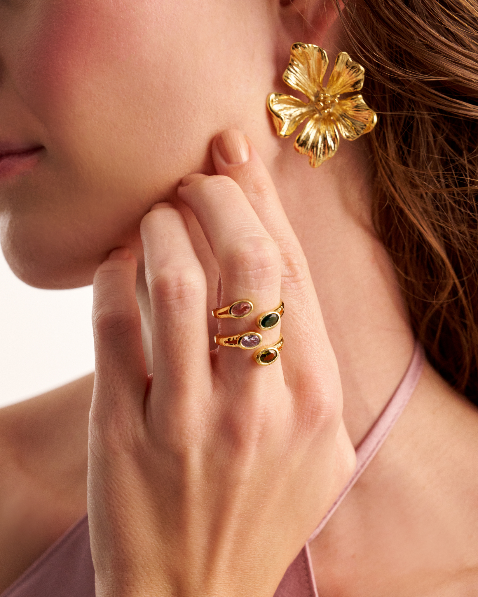 Elegant floral earrings styling