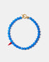 Blue agate bead necklace with handmade red glass chili pepper charm