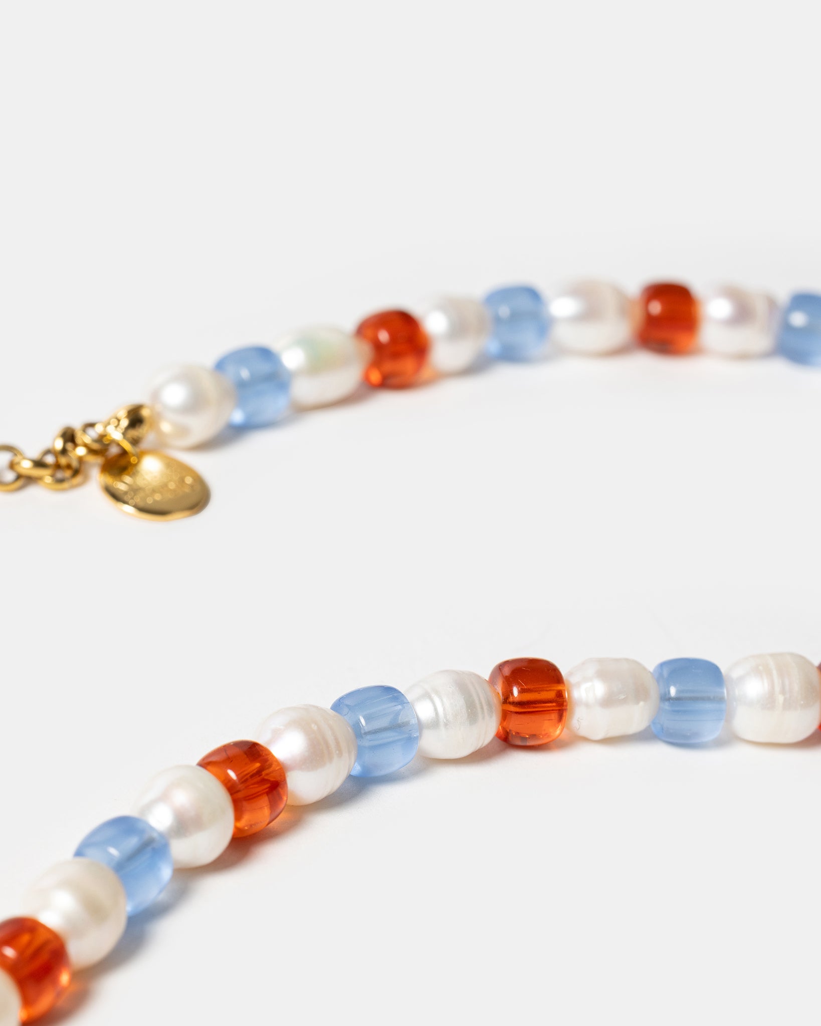 Freshwater pearl necklace with pastel glass beads
