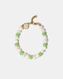 Green freshwater pearl bracelet with glass beads