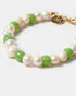 Freshwater pearl bracelet with green glass beads